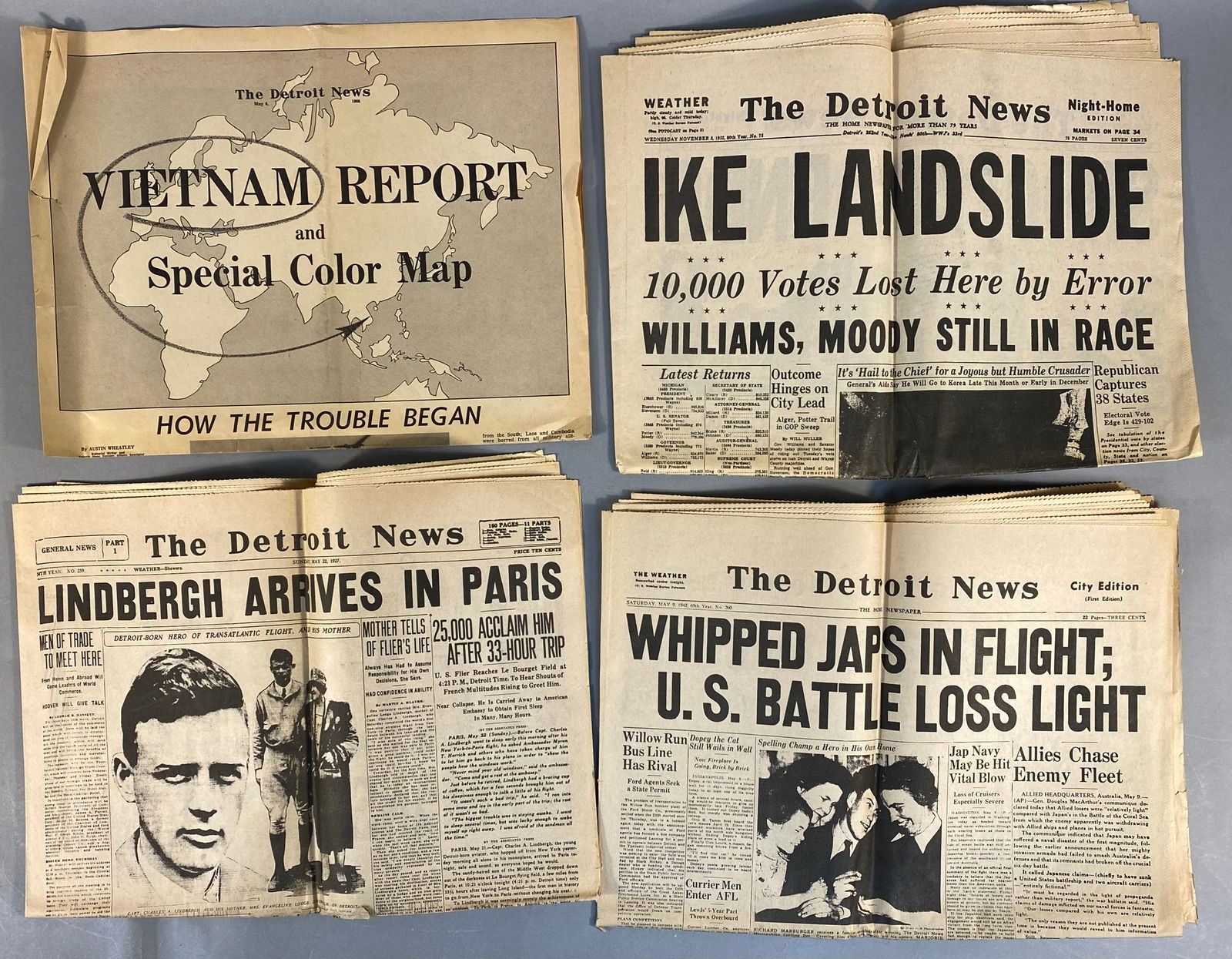 A Collection of The Detroit News Front Pages Documenting Major 20th-Century Historical Events, (1 of 19)