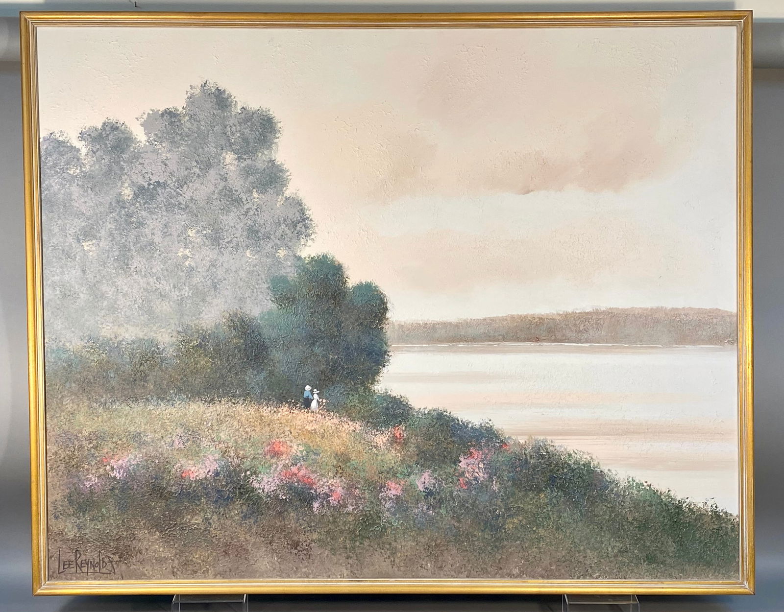 Lee Reynolds Impressionistic Oil on Canvas Lakeside Landscape (1 of 6)