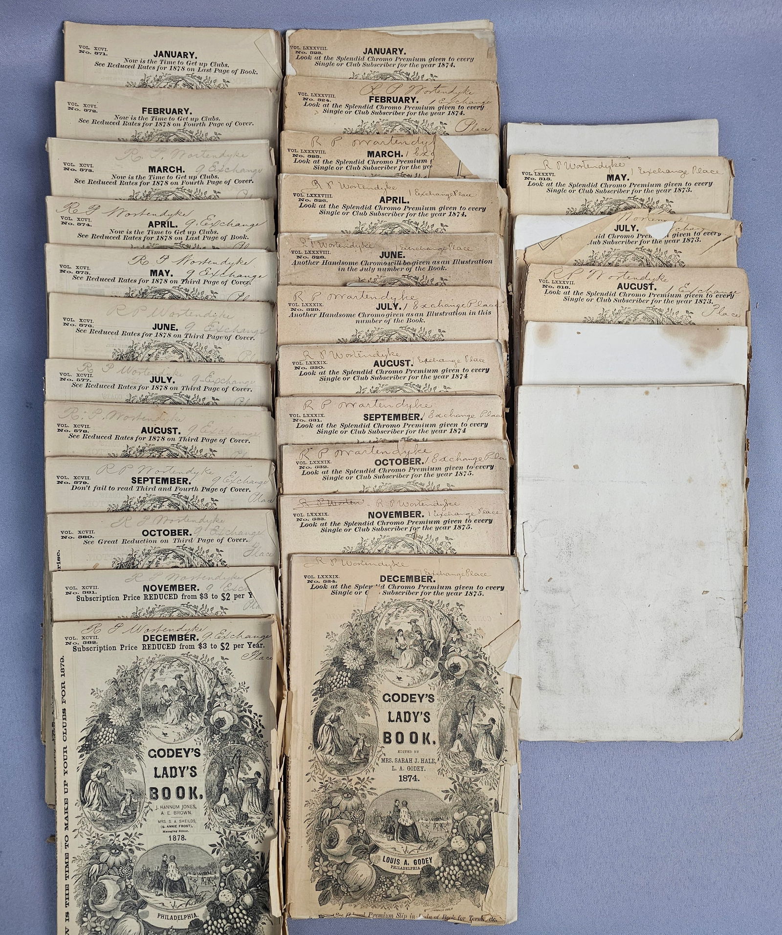 A Collection of Godey's Lady's Book Periodicals, 1873-1878: A collection of Godey's Lady's Book, also known as Godey's Magazine, comprising various monthly issues from the years 1873, 1874 and 1878. Published in Philadelphia by Louis A. Godey and edited by