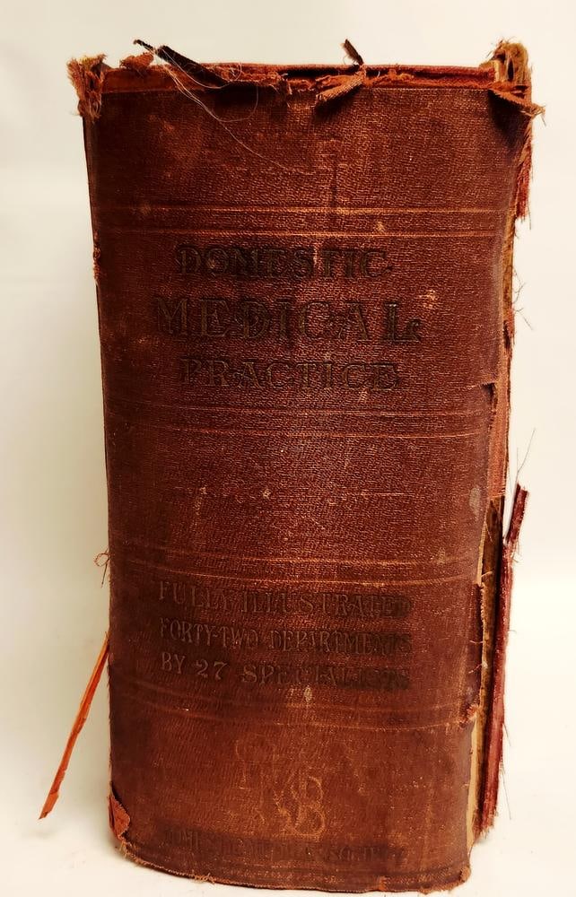 1920 Domestic Medical Practice Edited by Frank E. Miller, M.D.: This antique medical reference volume, titled Domestic Medical Practice, is the 1920 edition published by the Domestic Medical Society of Chicago, New York, and London. Subtitled A Household Adviser i