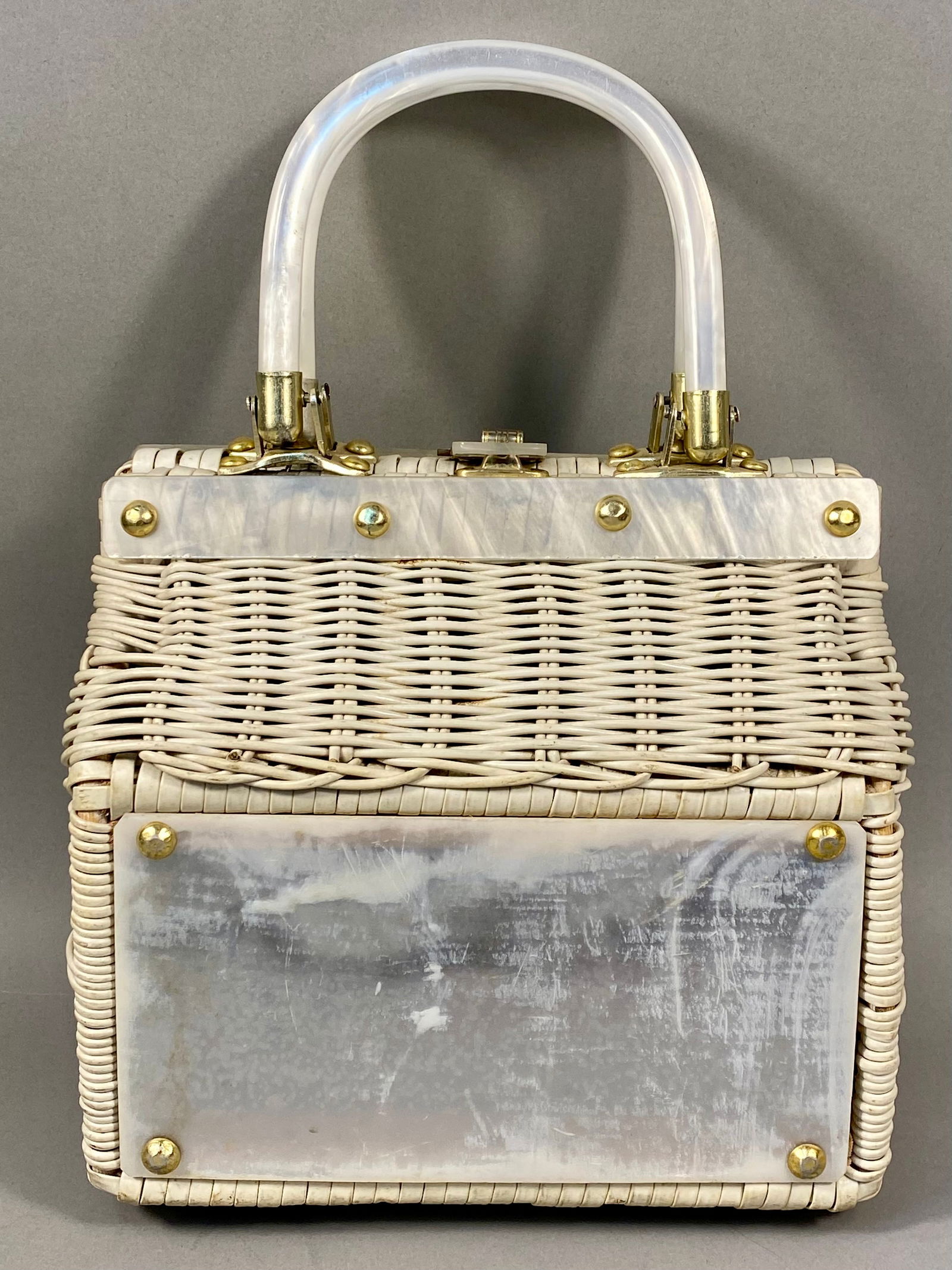 Princess Charming by Atlas Vintage Wicker and Lucite Box Handbag (1 of 9)