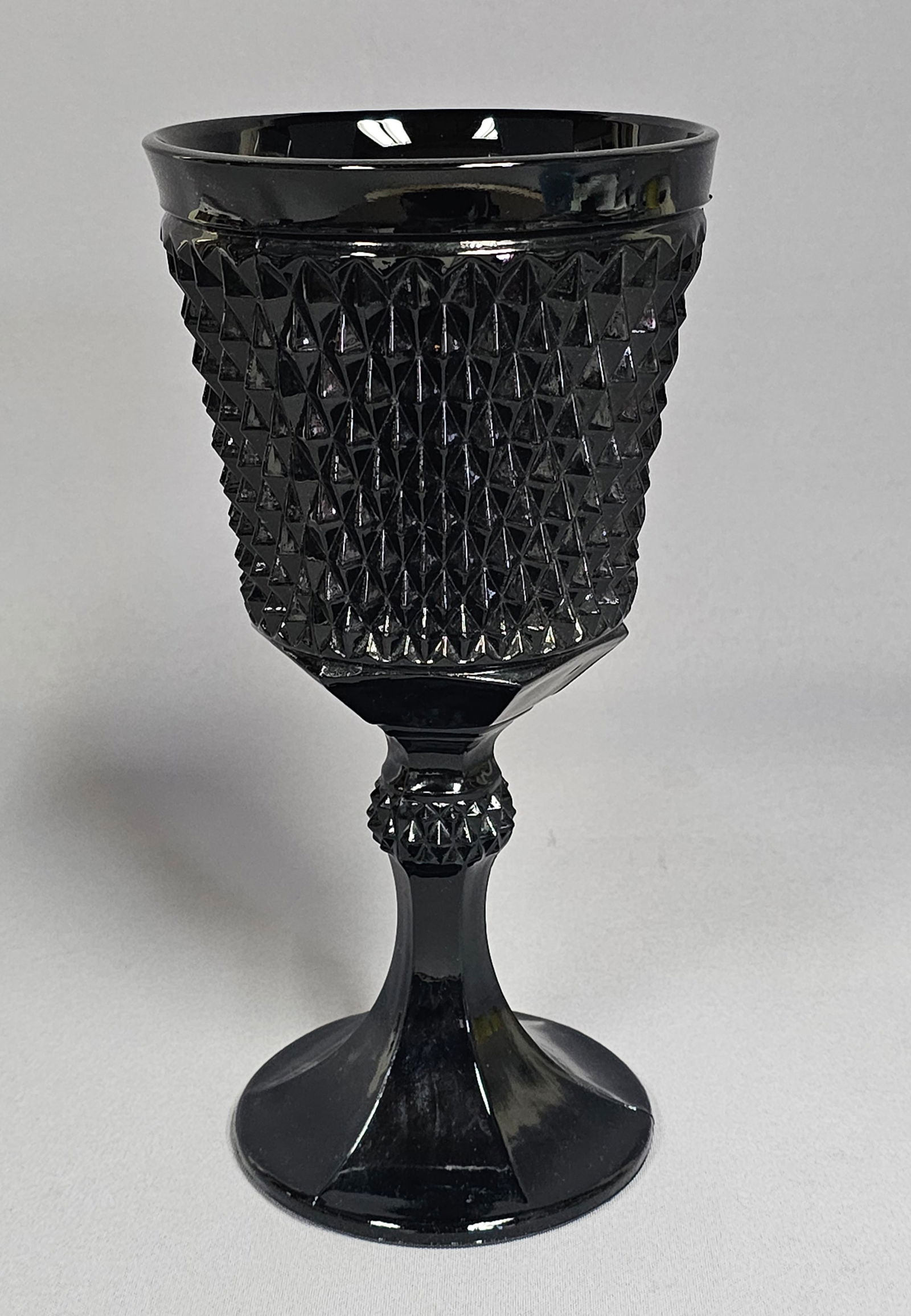Tiara Indiana Glass Diamond Point Black Amethyst Compote (1 of 7)