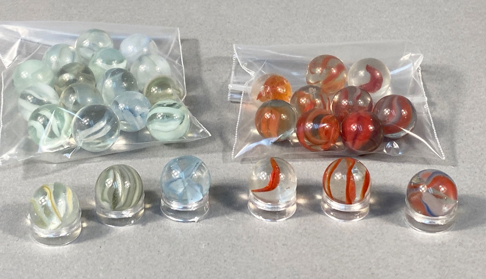 Vitro Agate and Jabo, Vintage Glass Marbles, Cat's Eye and Hybrid Swirl Patterns, Mid-20th Century (1 of 9)