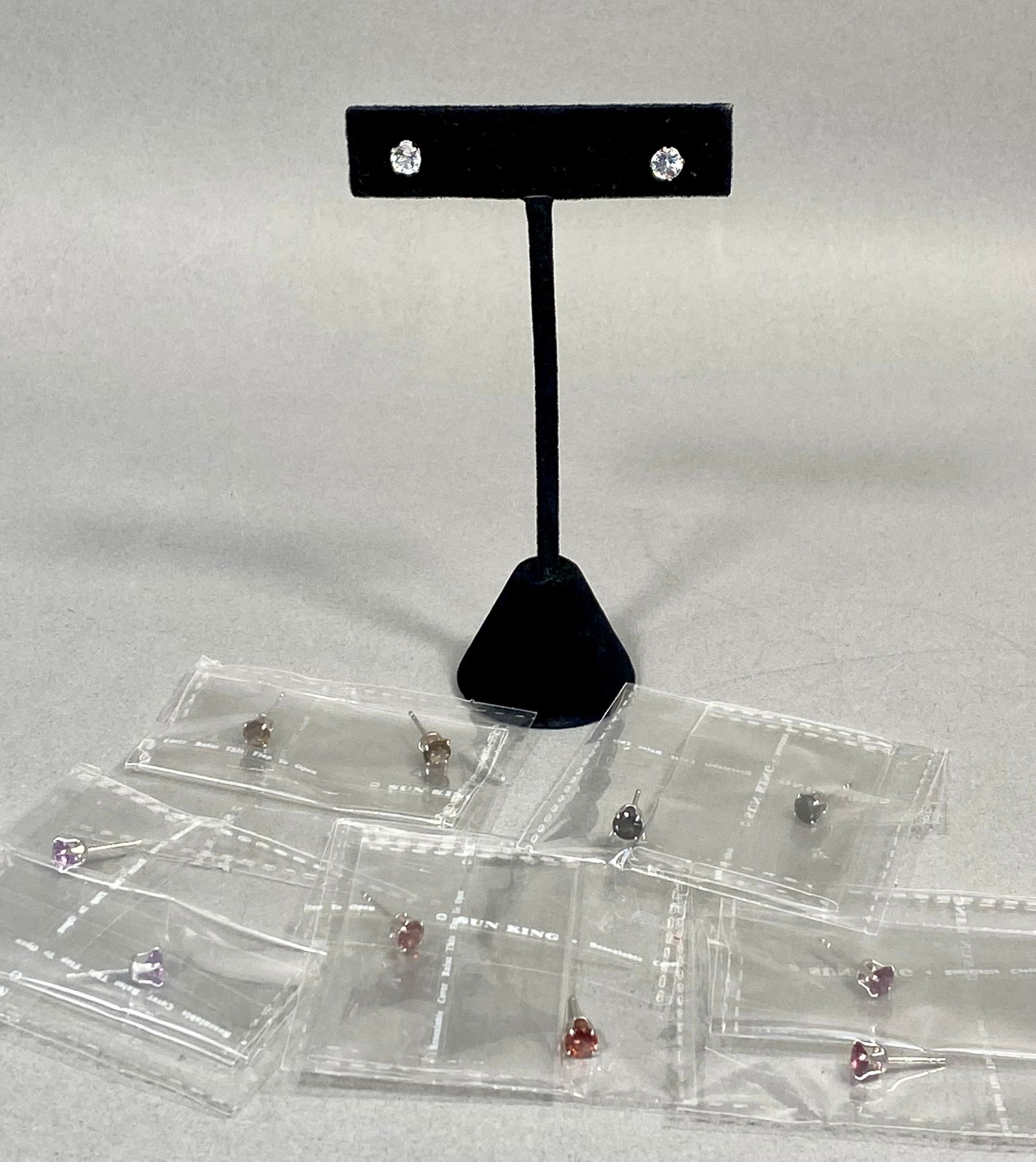 Sterling Silver Stud Earrings with Assorted Round-Cut Stones (1 of 6)