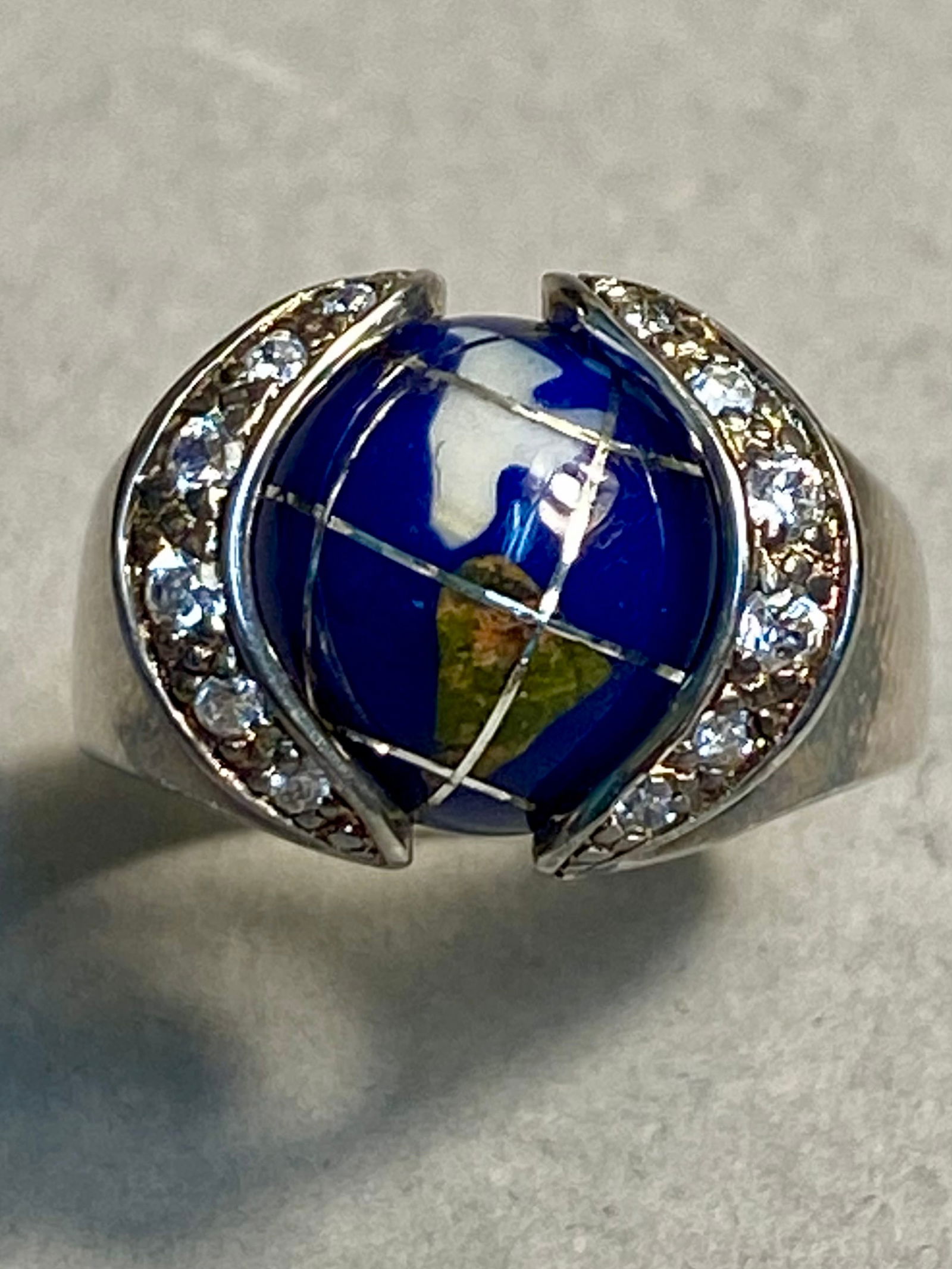 Sterling Silver Interchangeable Gemstone Cocktail Ring, 4.7g - 2