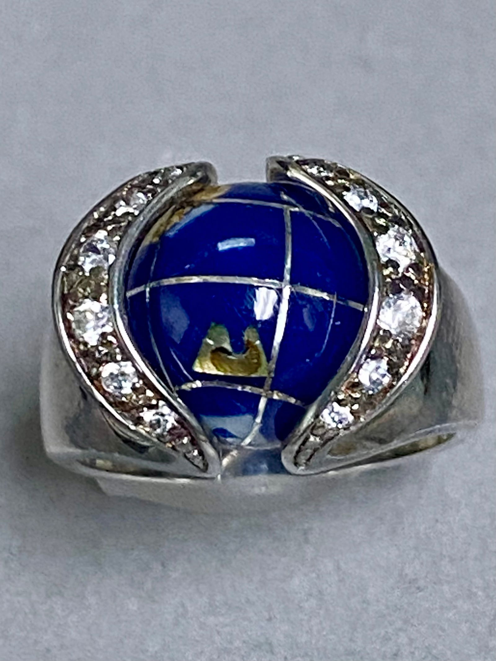 Sterling Silver Interchangeable Gemstone Cocktail Ring, 4.7g - 3