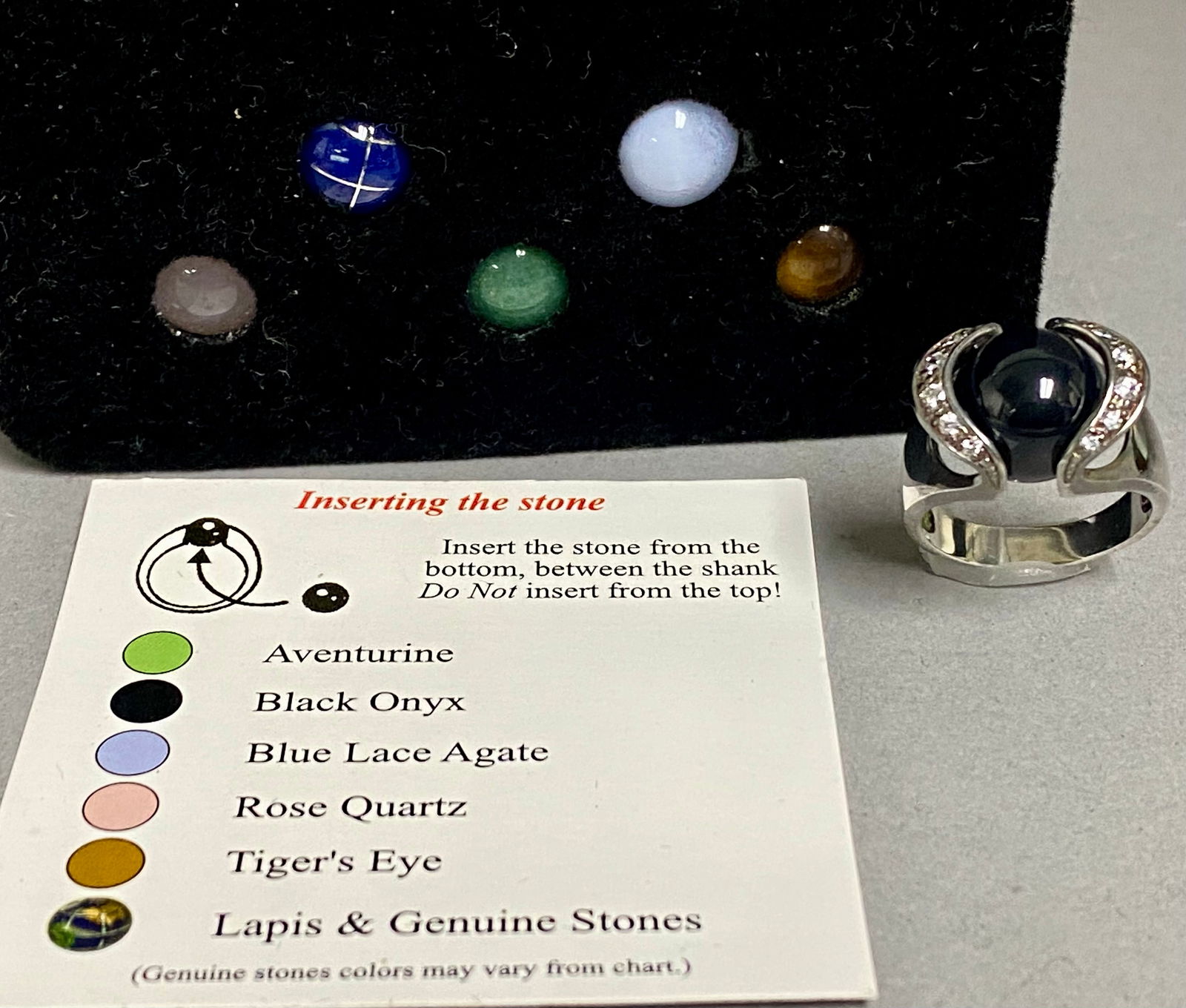 Sterling Silver Interchangeable Gemstone Cocktail Ring, 4.7g - 4