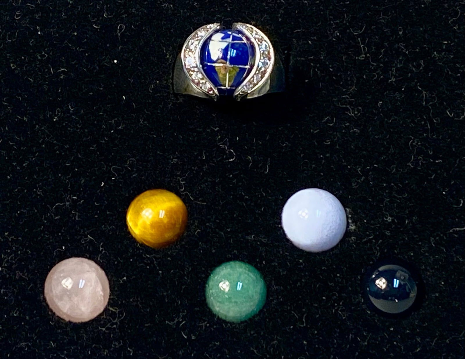 Sterling Silver Interchangeable Gemstone Cocktail Ring, 4.7g - 8