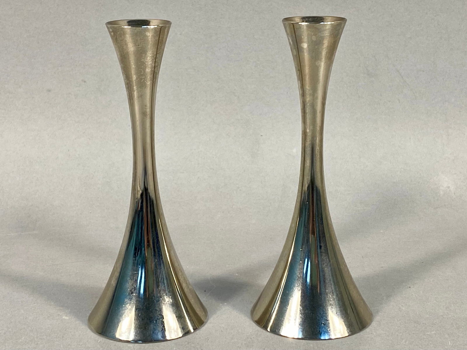 A Pair of Silver-Plated Mid-Century Modern Candlesticks by August Schrader (1 of 4)
