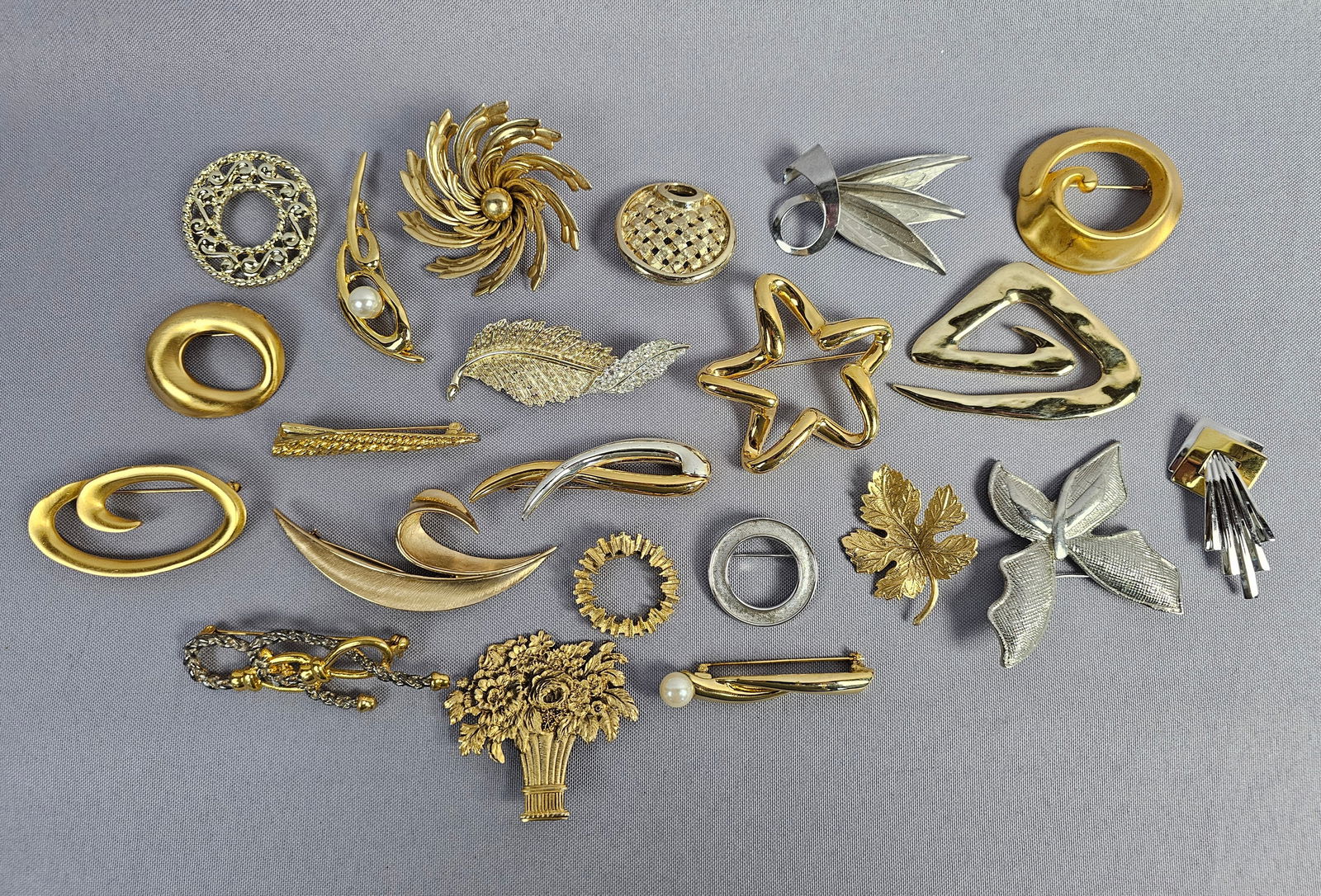 Trifari, Monet, Sarah Coventry, and Others, Collection of Vintage Costume Jewelry Brooches (1 of 14)