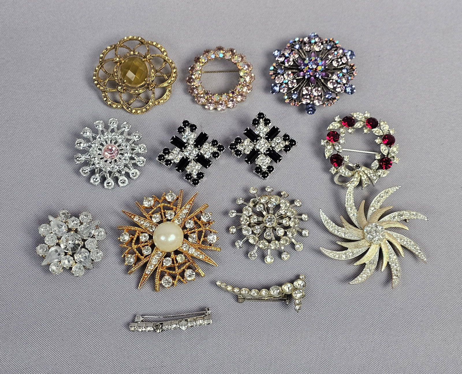 Gold and Silver-tone Costume Jewelry Brooch Collection including Monet and Lisner (1 of 10)