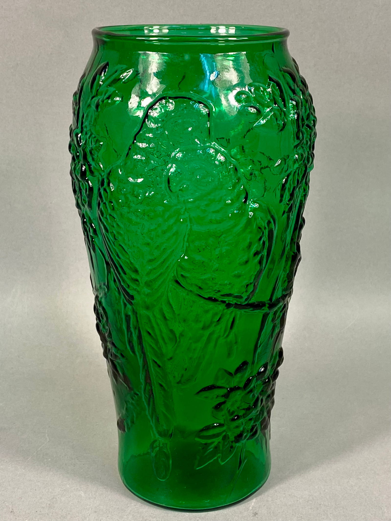 Art Deco Style Emerald Green Molded Glass Parrot Vase (1 of 4)