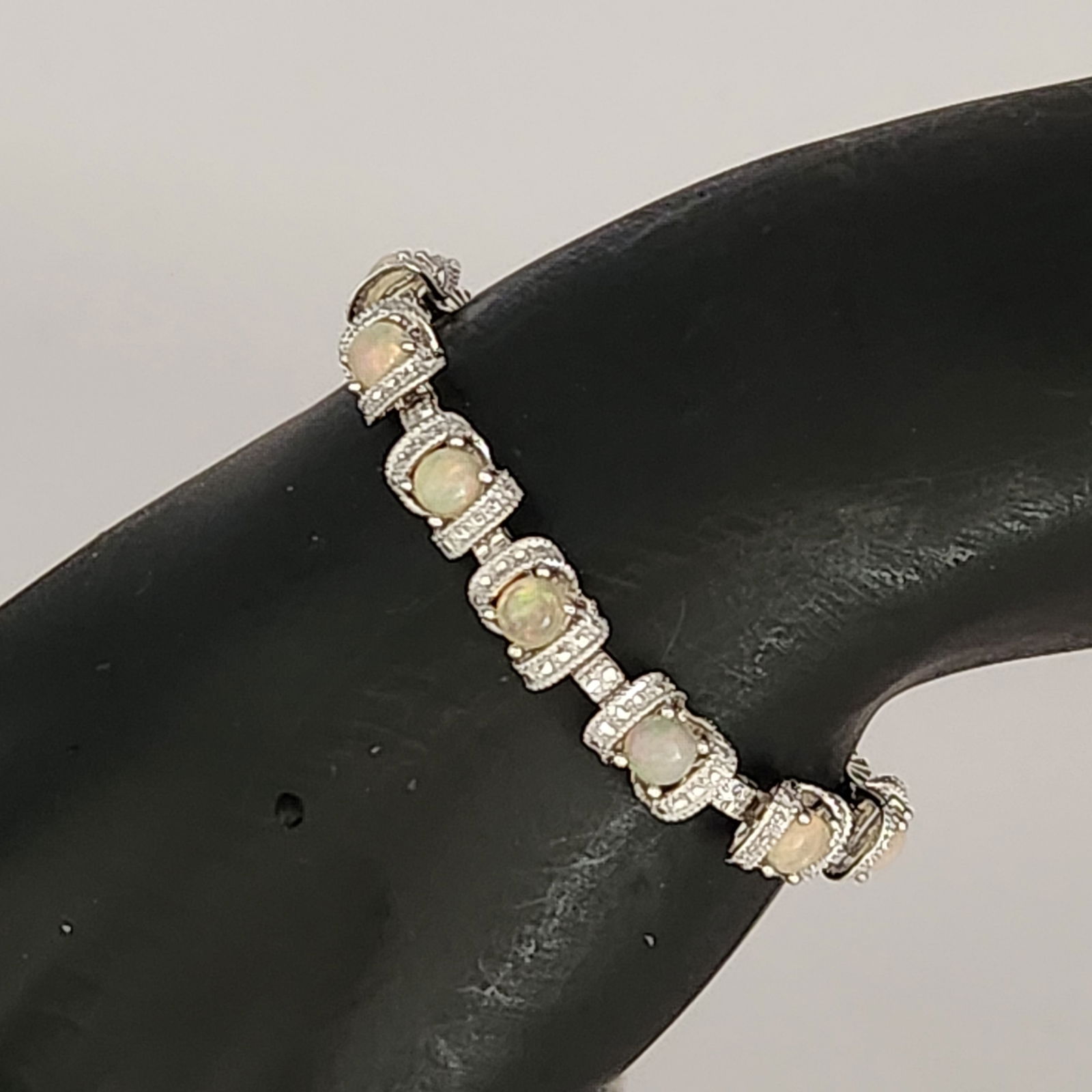 Sterling Opal & CZ Bolo Bracelet (1 of 7)
