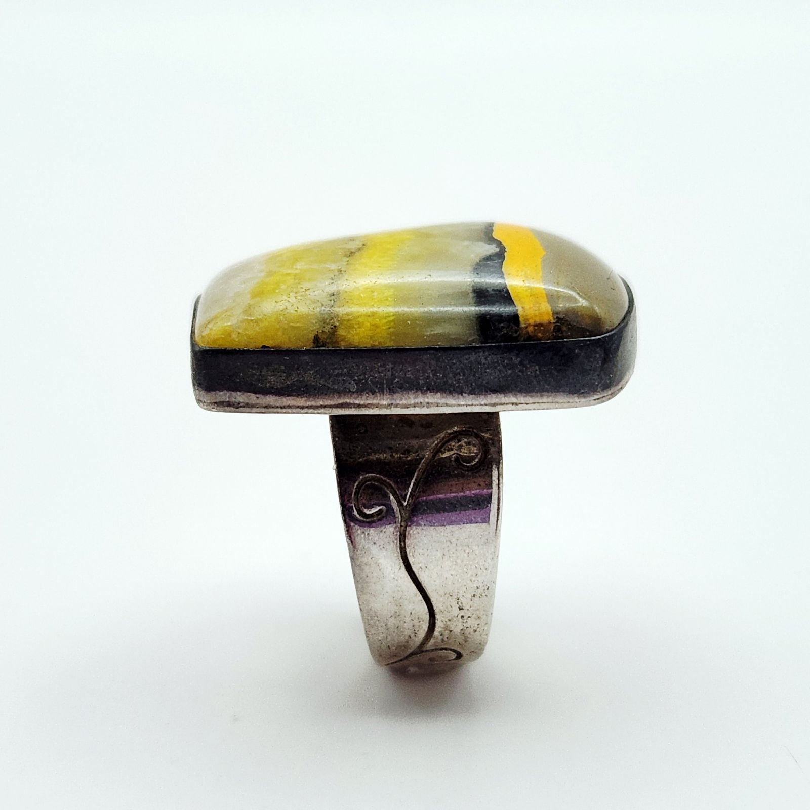 Sterling Bumblebee Jasper Ring 11.9 Grams - 2