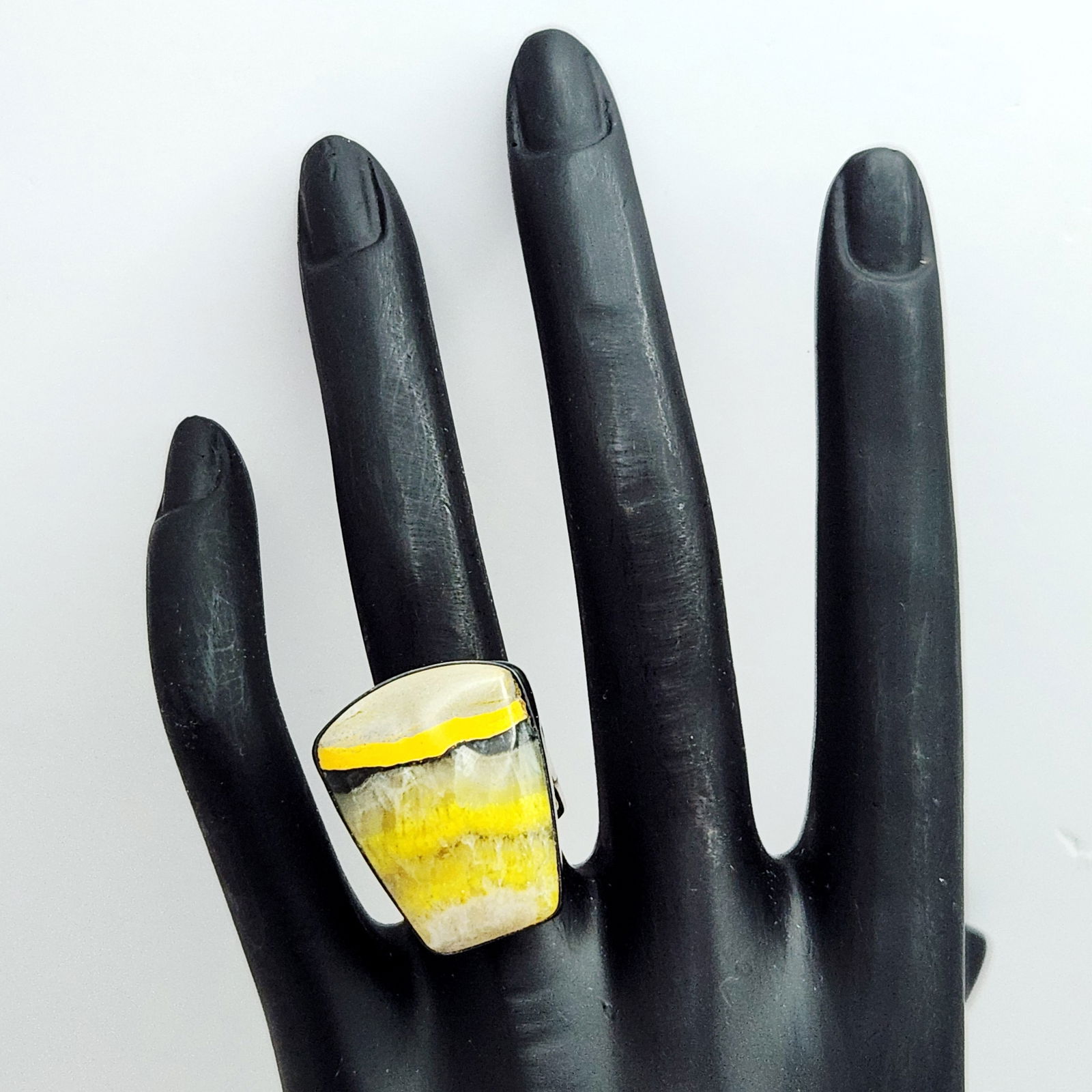 Sterling Bumblebee Jasper Ring 11.9 Grams - 4