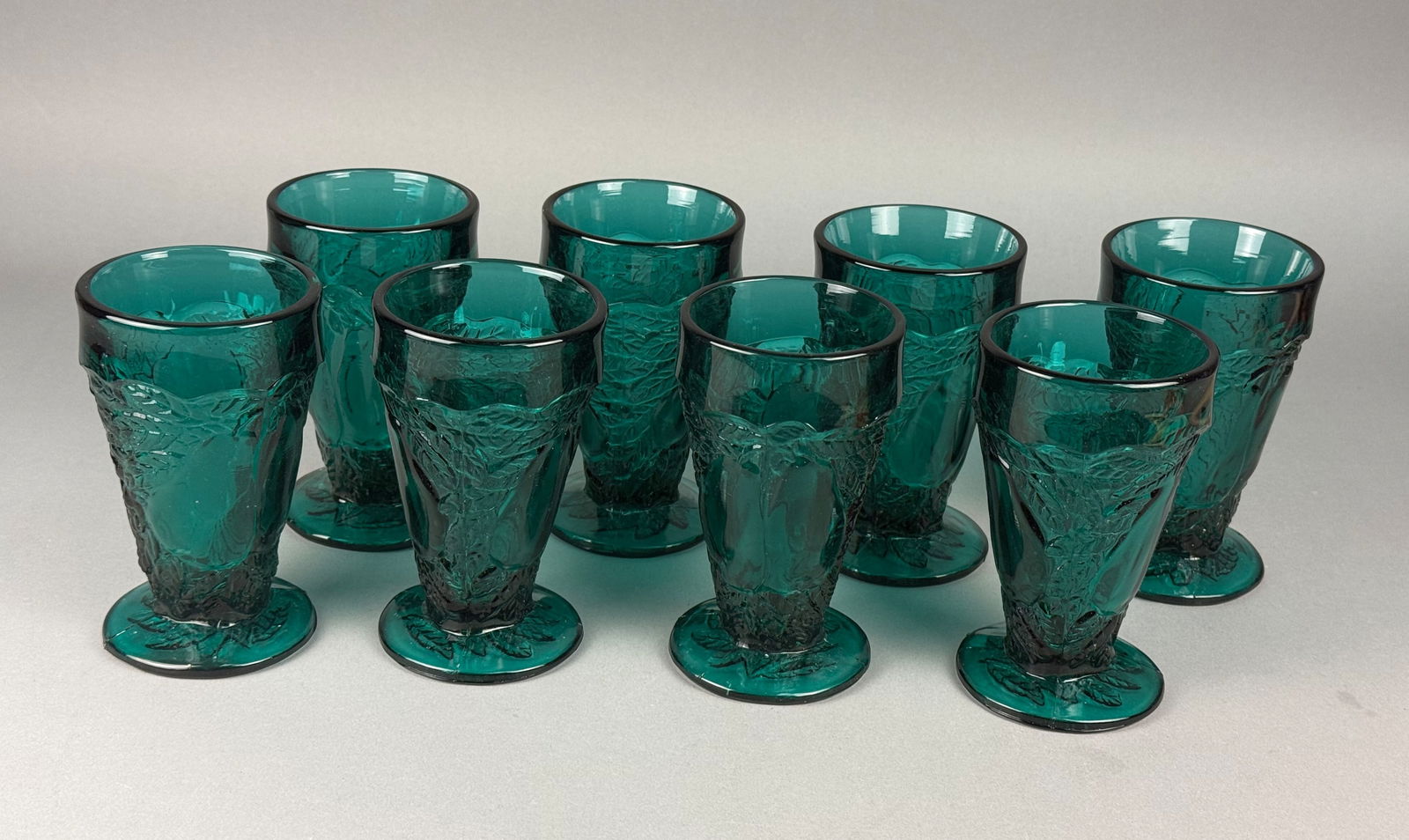 Tiara Exclusives Sweet Pear Pattern Teal Glass Footed Tumblers (1 of 6)