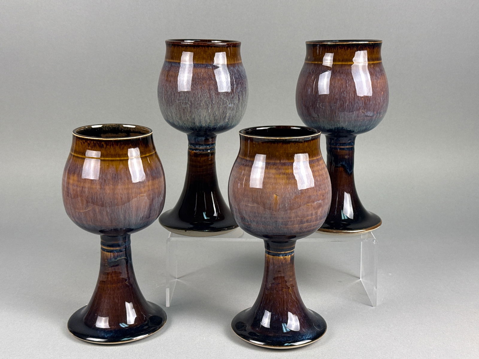 A Set of Studio Art Pottery Glazed Goblets (1 of 5)