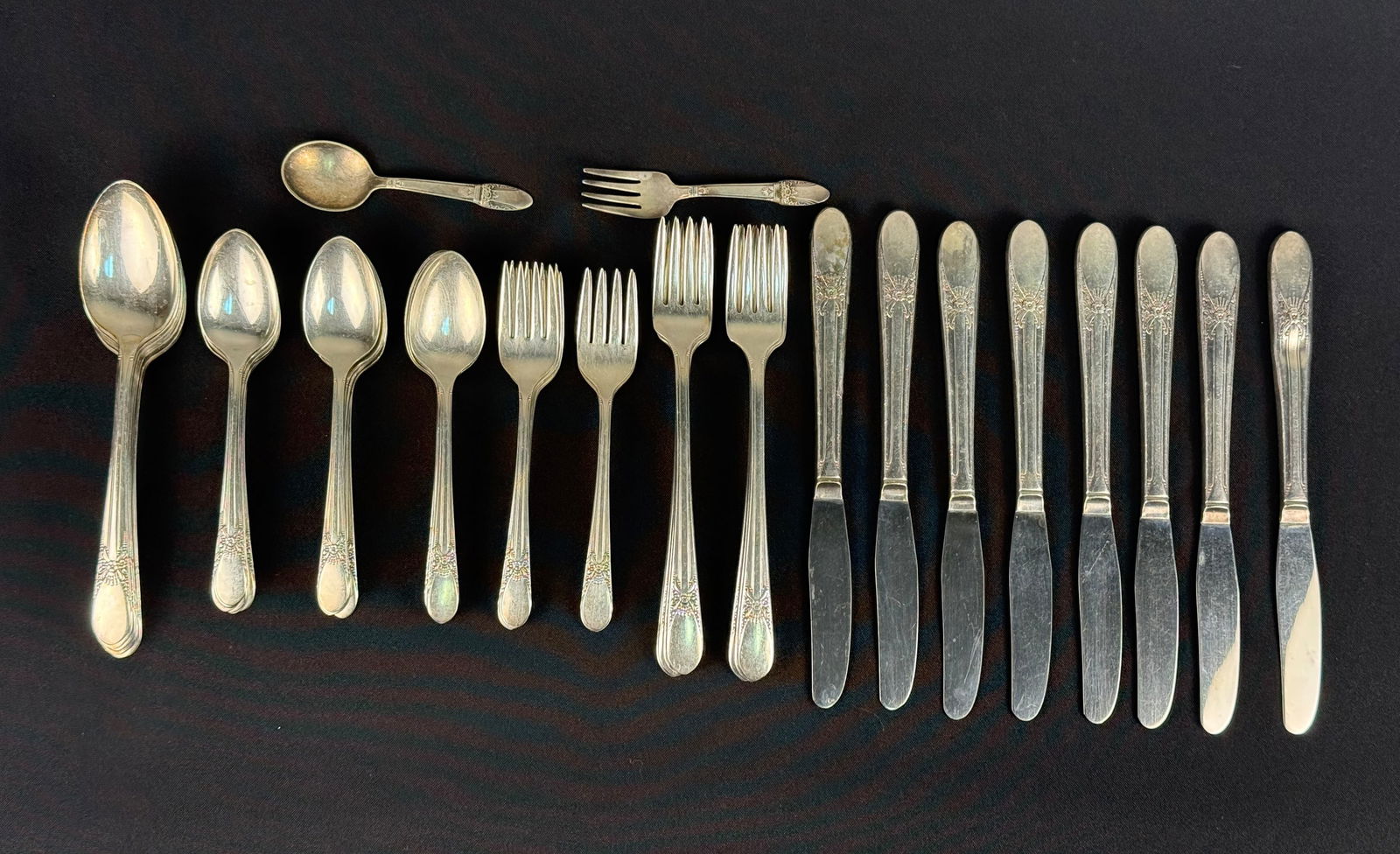 A Collection of Wm. Rogers International Silver Silverplated Flatware in the Margaret Rose Pattern (1 of 7)