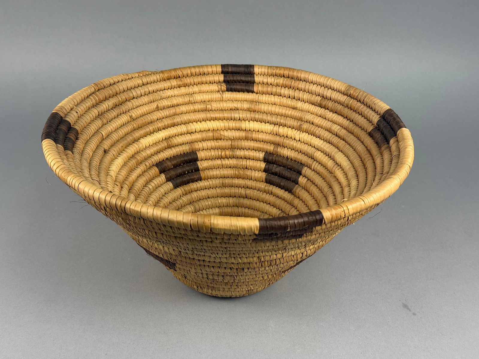 A Papago Native American Coiled Basket Bowl (1 of 5)