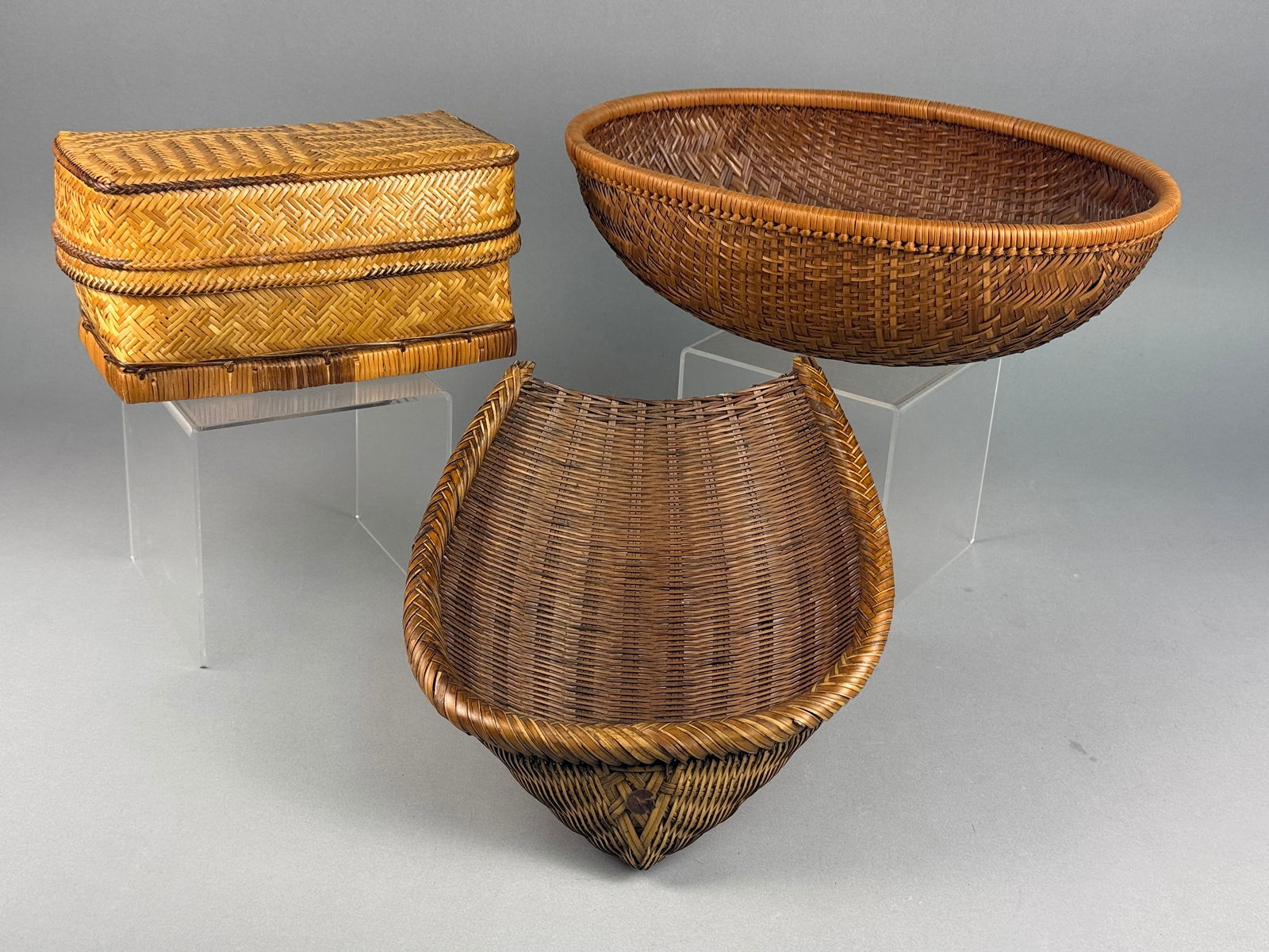 A Trio of Japanese Bamboo Kago Zaru Drying Baskets (1 of 14)