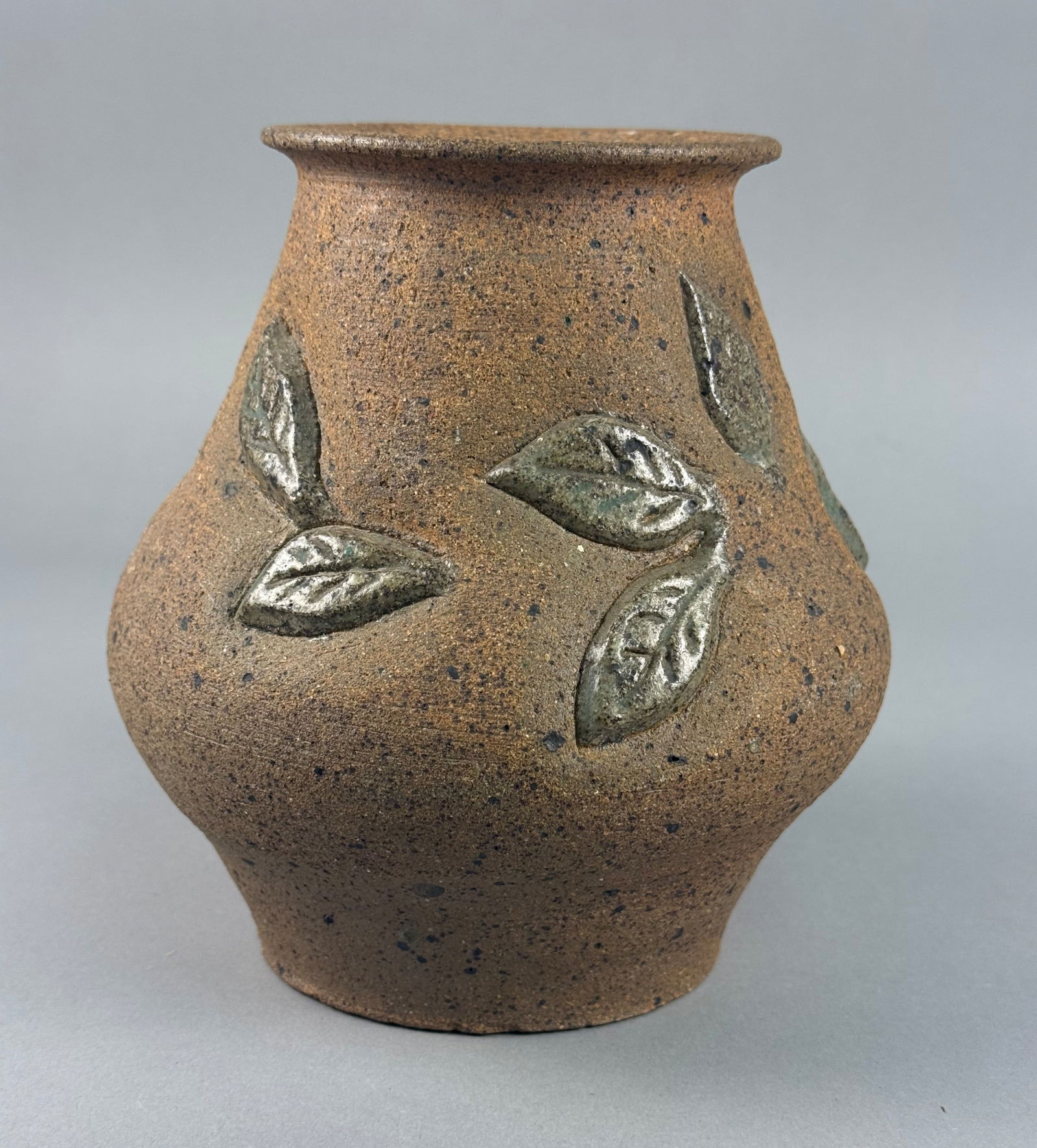 A Marold Daughter Studio Pottery Stoneware Leaf Motif Vessel (1 of 6)