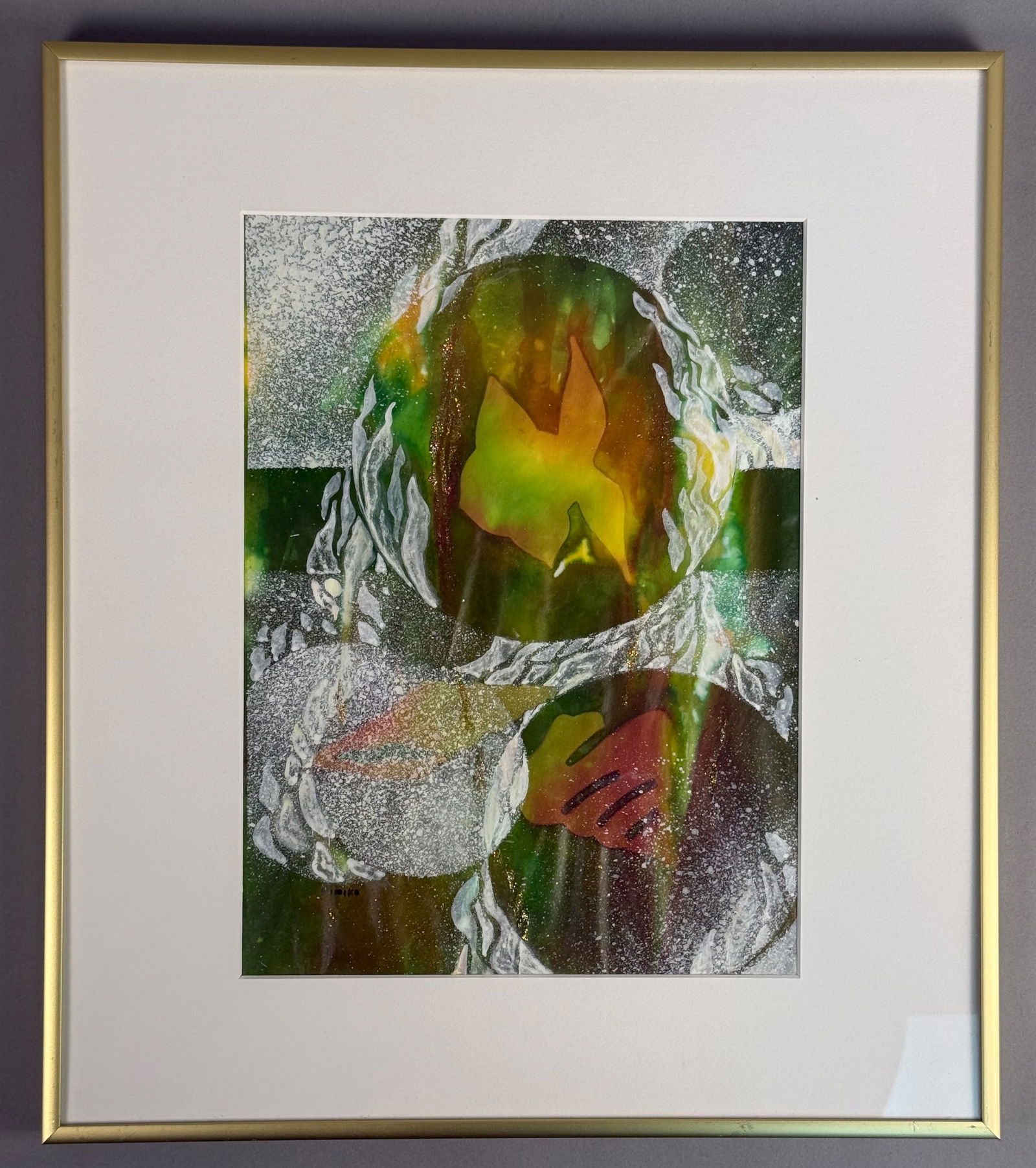 Kimiko Petersen, 'Under the Sea', Monotype, Unique: Kimiko Petersen (American/Japanese, 20th Century). 'Under the Sea'. Monotype on paper. This vibrant abstract composition features organic, fluid forms in shades of emerald green, lemon yellow, and dee