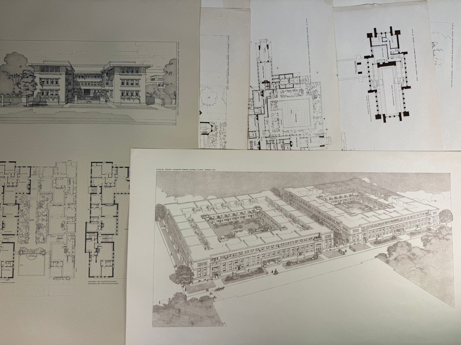 A Collection of Frank Lloyd Wright Wasmuth Portfolio Architectural Plates (1 of 8)