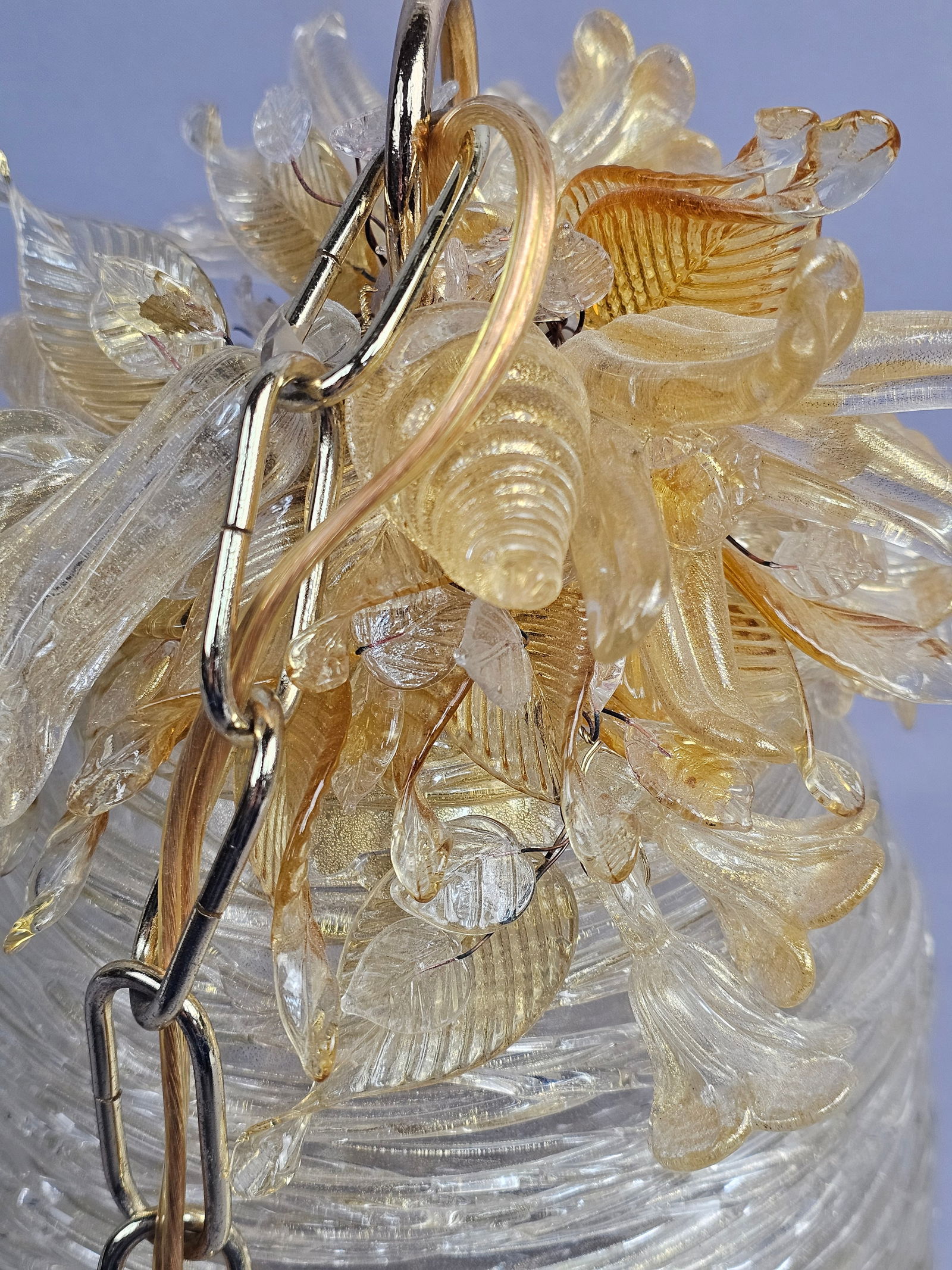 Vintage Murano Style Textured Glass Pendant Hanging Light - 3