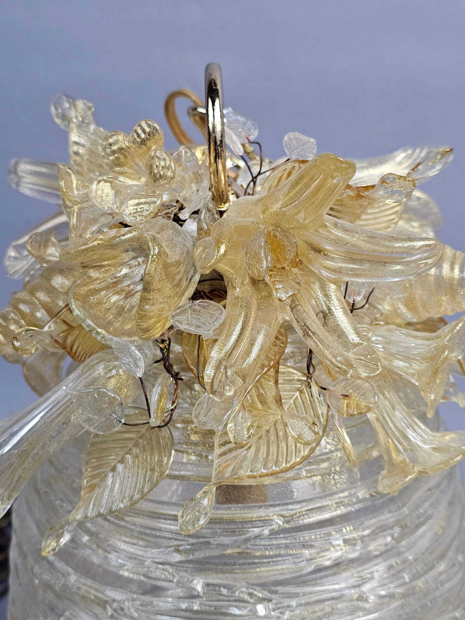 Vintage Murano Style Textured Glass Pendant Hanging Light - 6