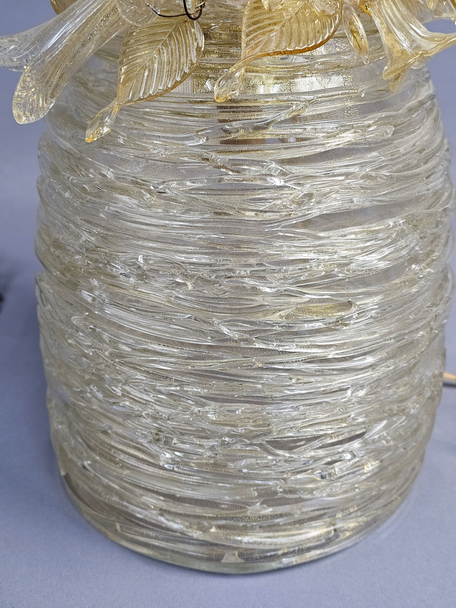 Vintage Murano Style Textured Glass Pendant Hanging Light - 7