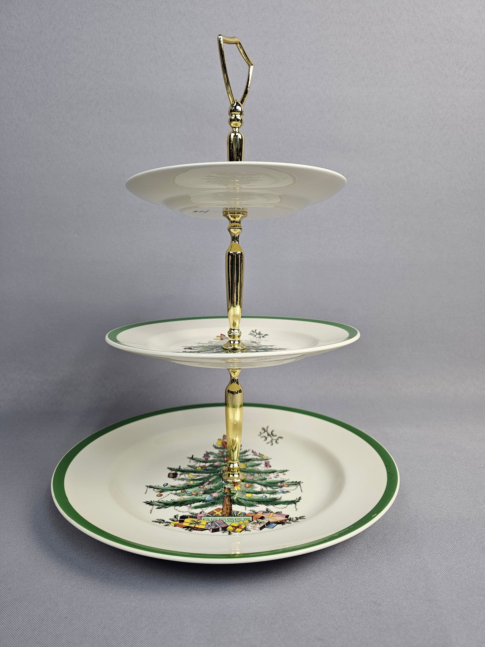 Spode Christmas Tree Pattern Three-Tier Ceramic Serving Tray with Original Box - 3