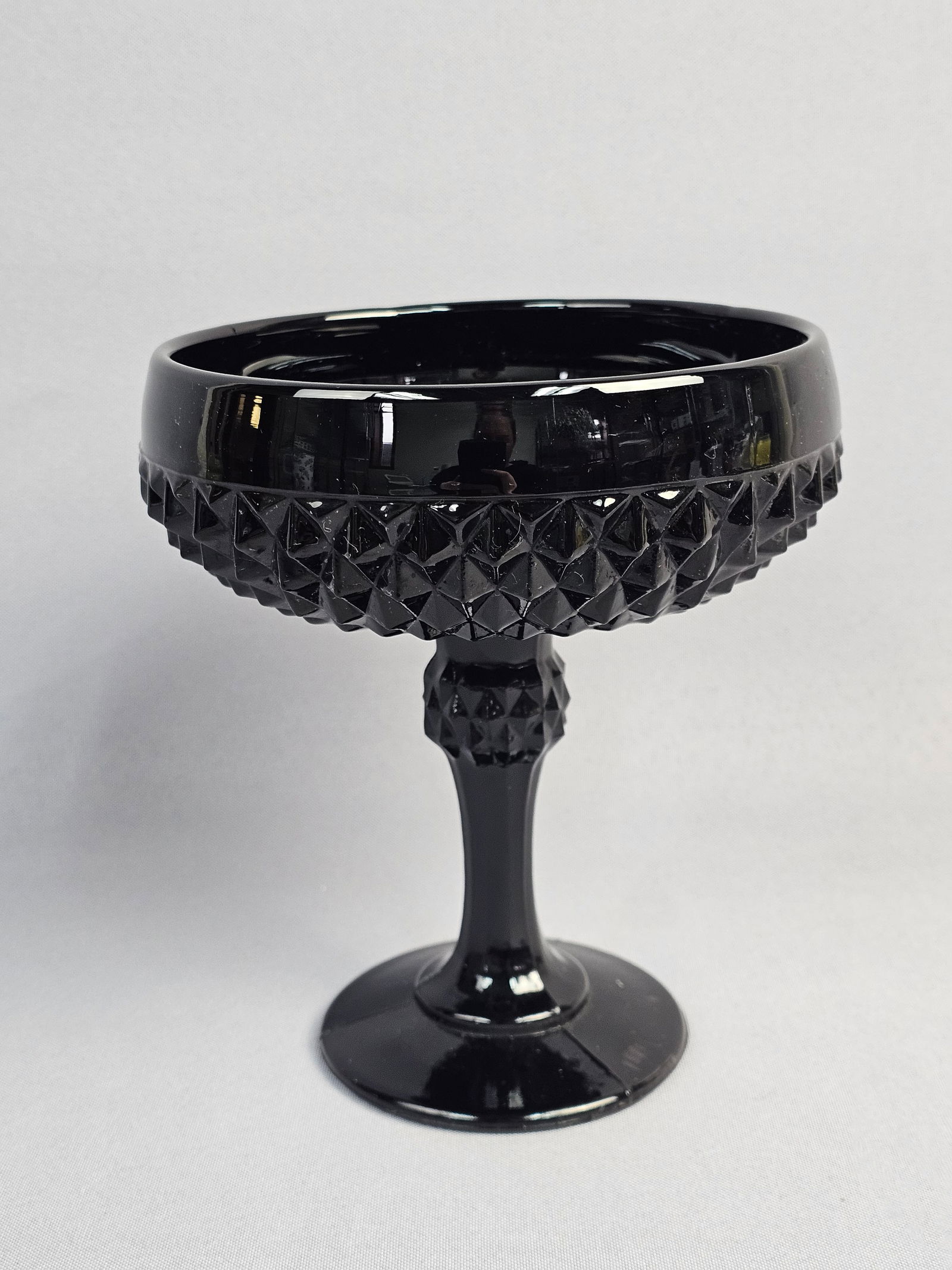 Indiana Glass Tiara Diamond Point Black Amethyst Pedestal Compote (1 of 7)