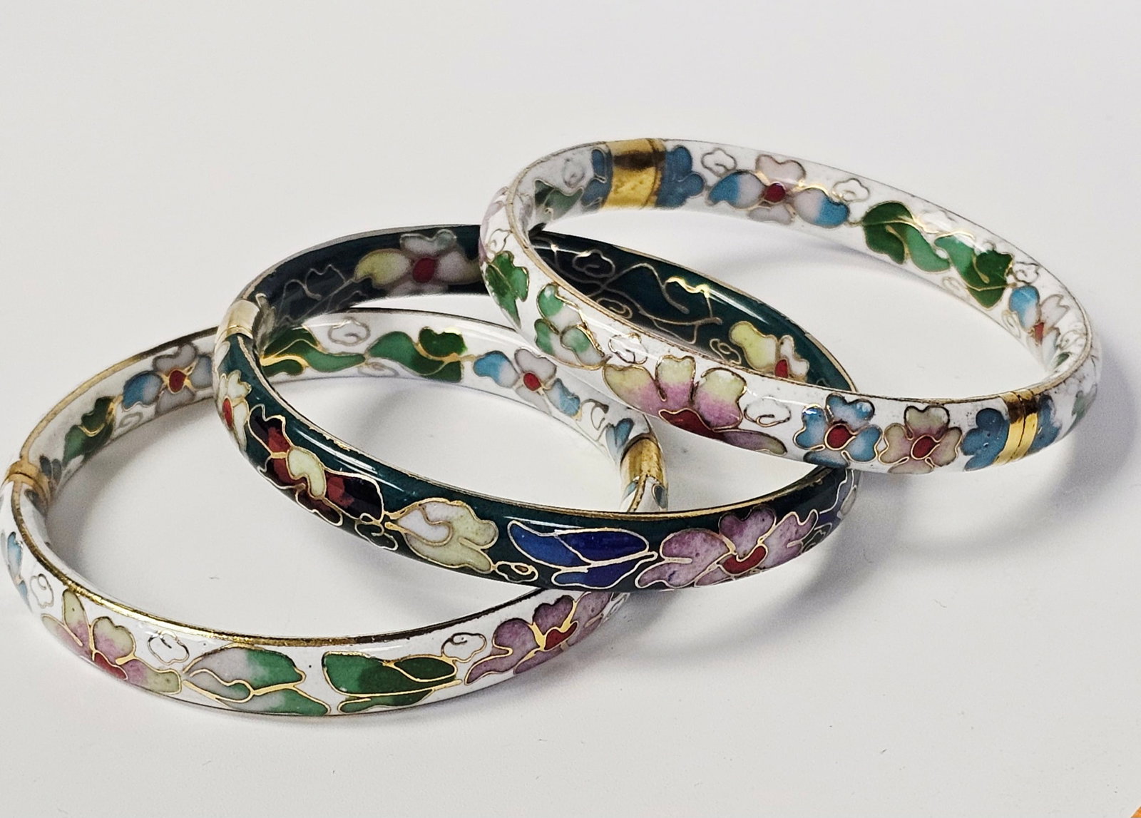 Vintage Chinese Style Cloisonne Enamel Bangle Bracelets (1 of 8)