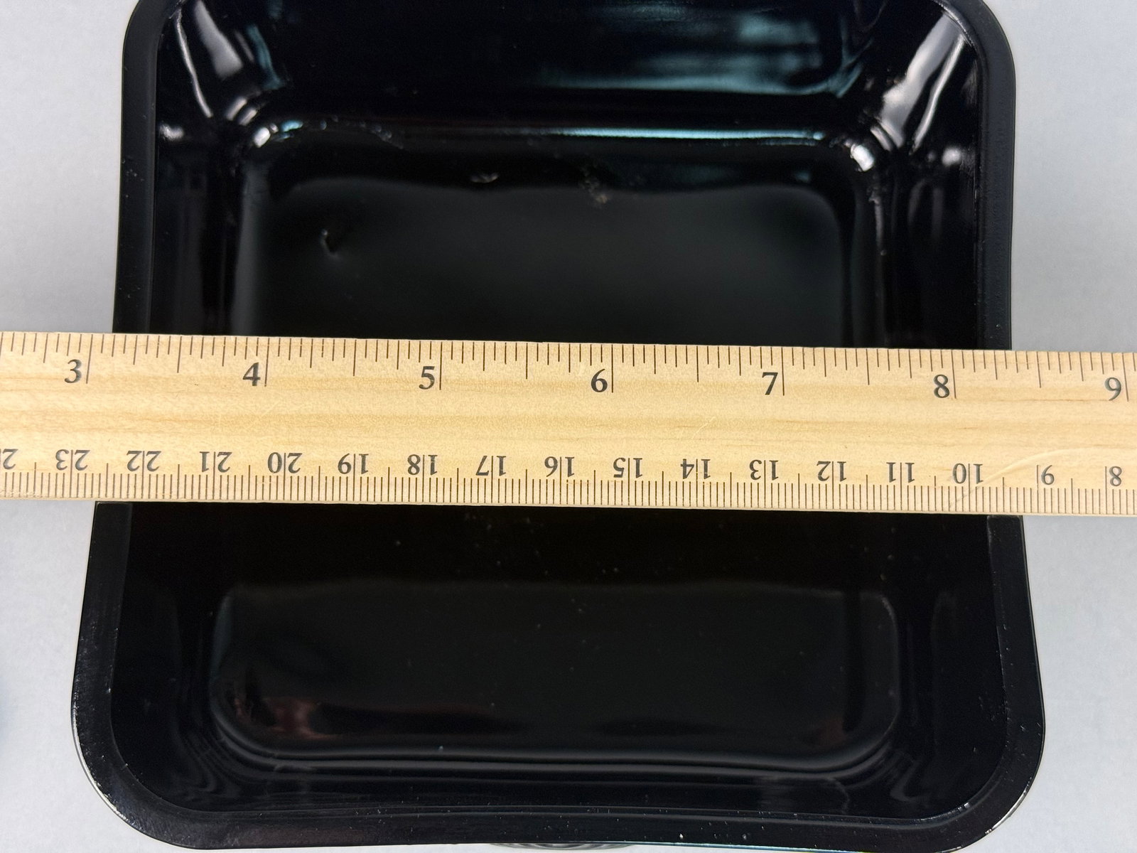 Tiara Exclusives Black Glass Honey Bee Pattern Square Covered Dish - 5