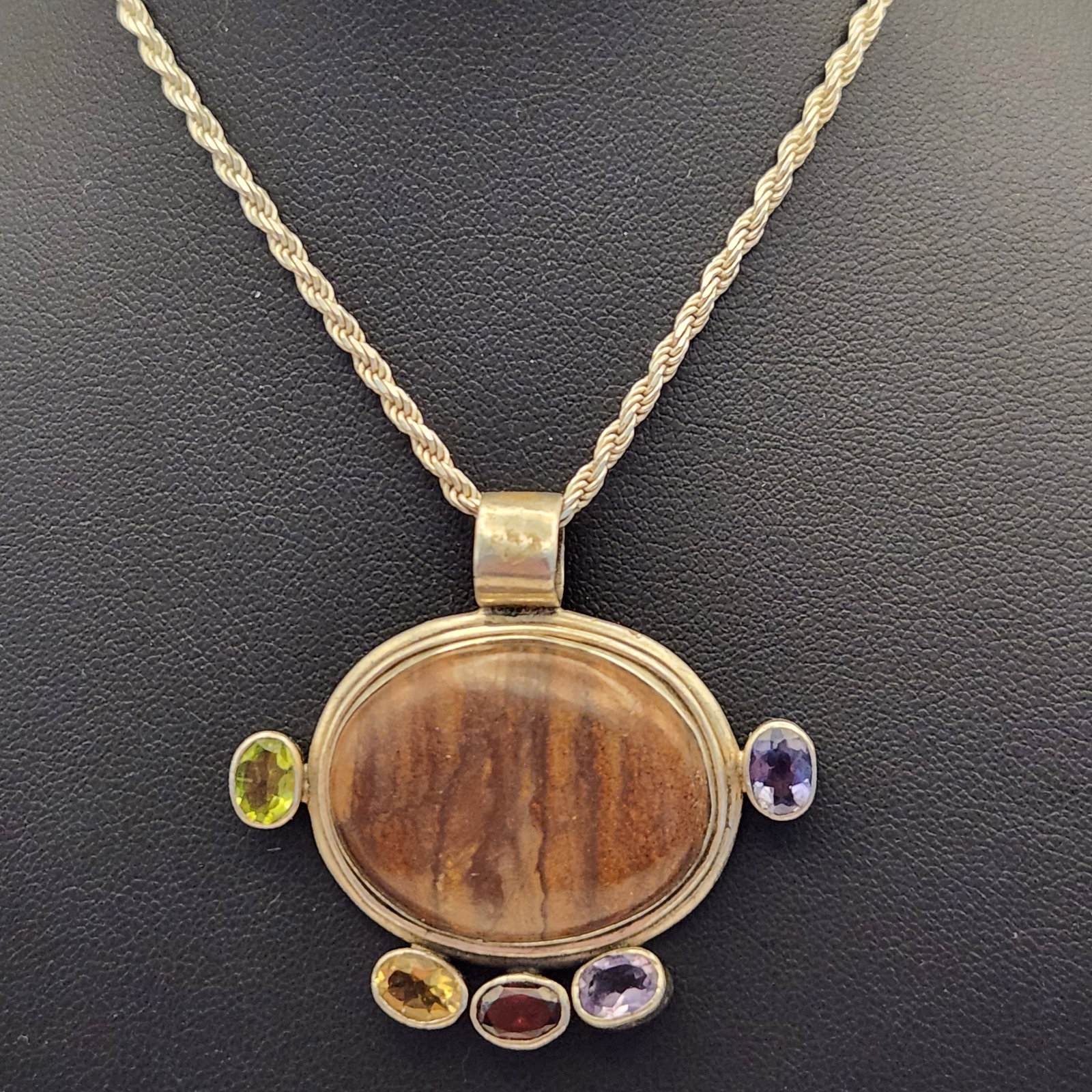 Sterling Multi-Gemstone Necklace 29.5 Grams (1 of 7)