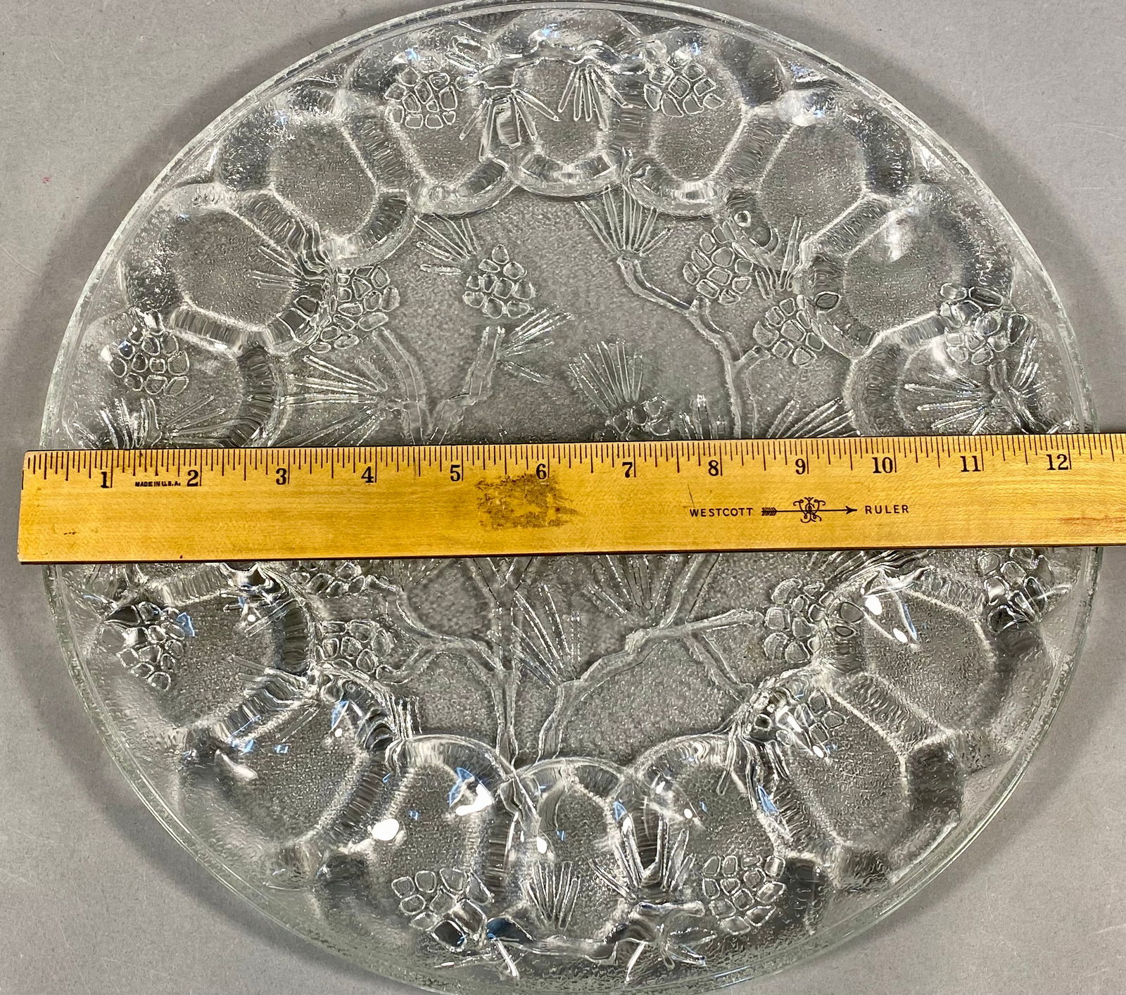 Ponderosa Pine Pattern Clear Pressed Glass Deviled Egg Platter - 2
