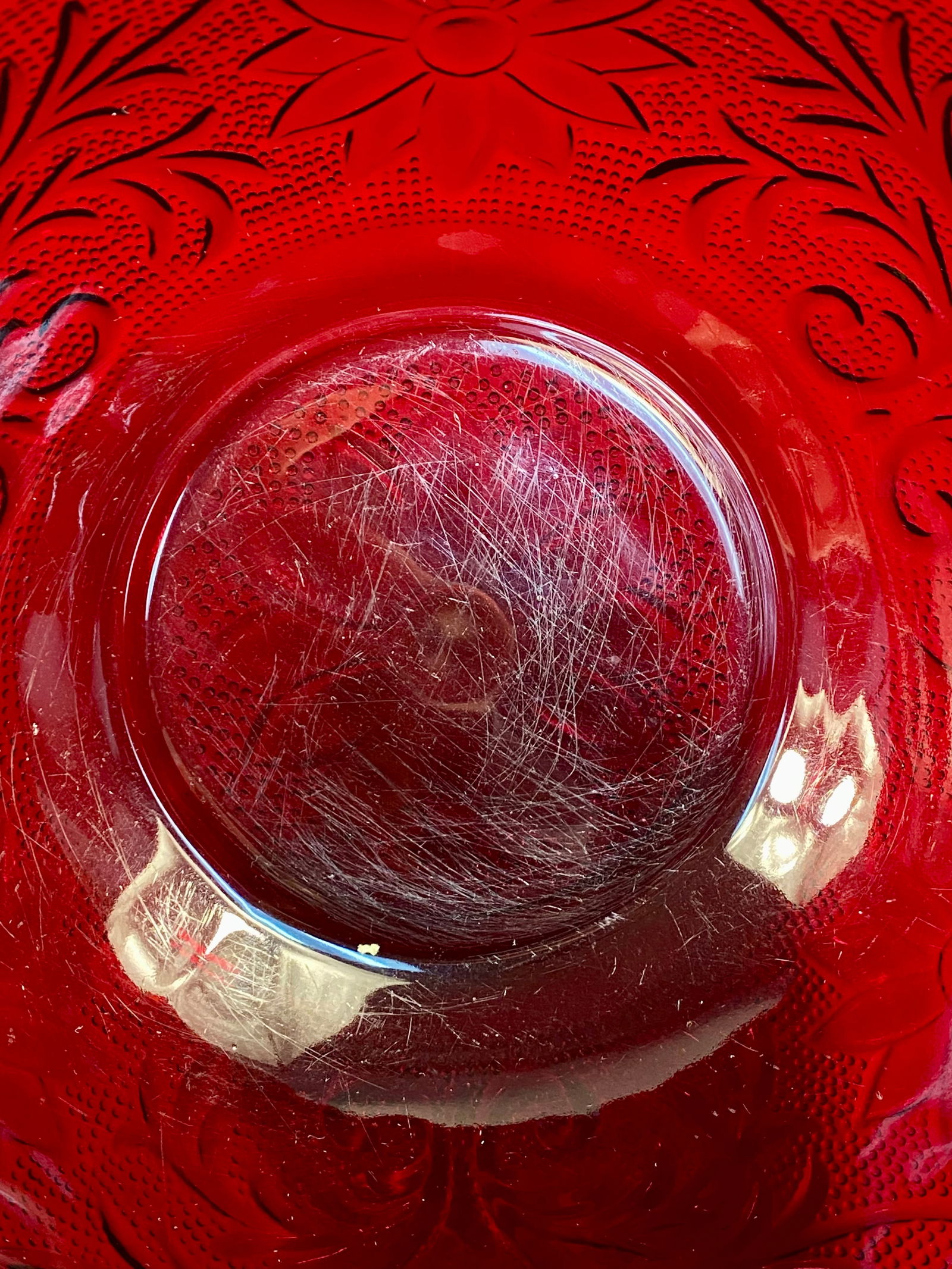 Royal Ruby Coronation Pattern Glass Bowl - 2