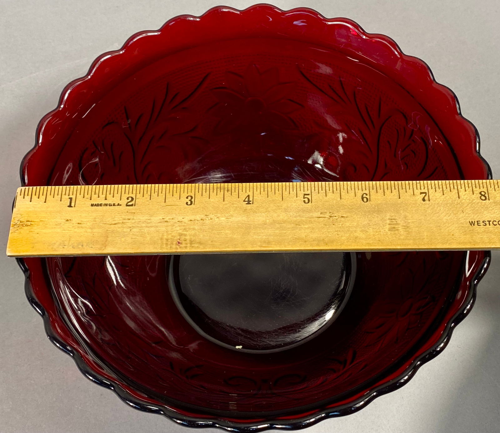 Royal Ruby Coronation Pattern Glass Bowl - 3