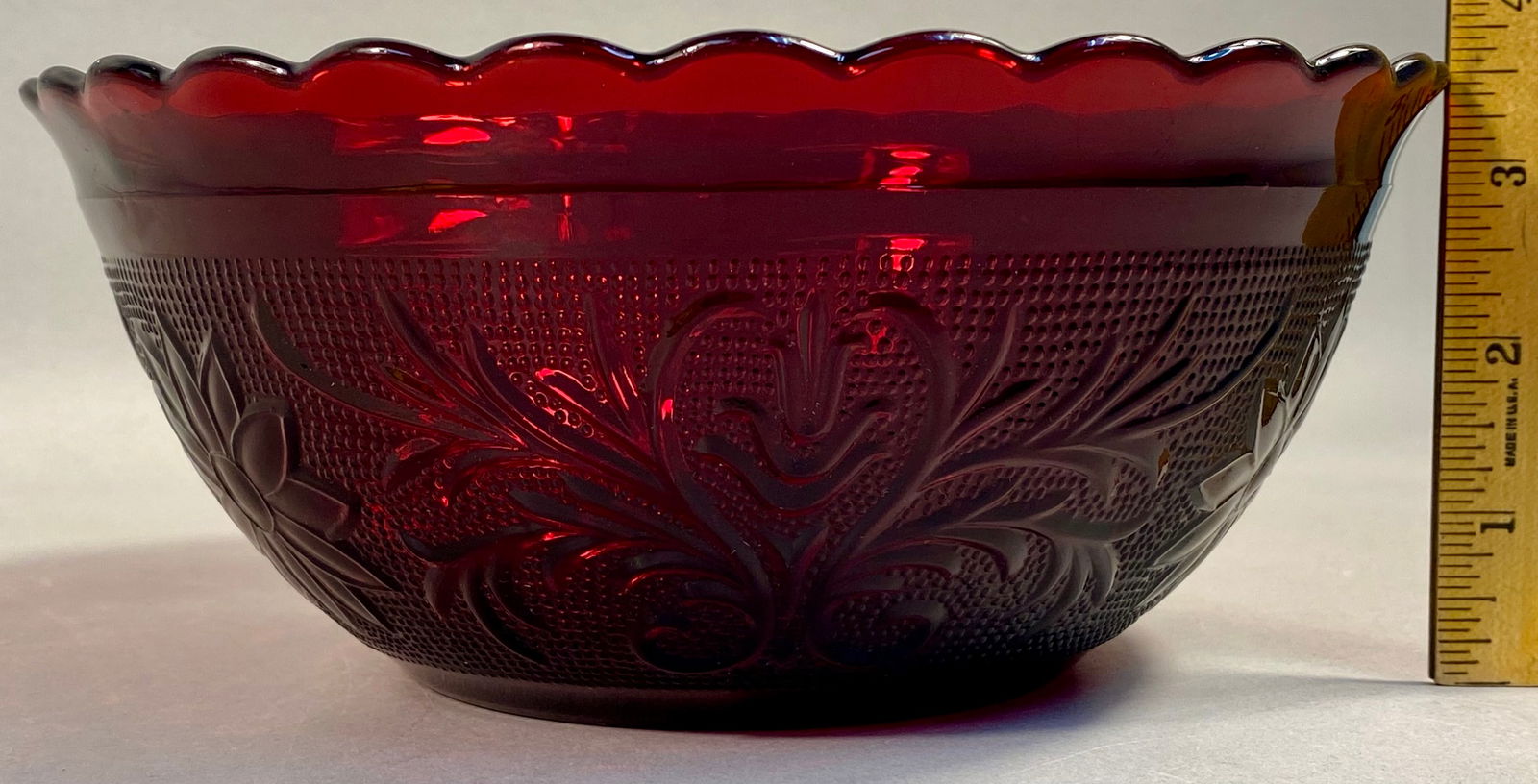 Royal Ruby Coronation Pattern Glass Bowl - 4