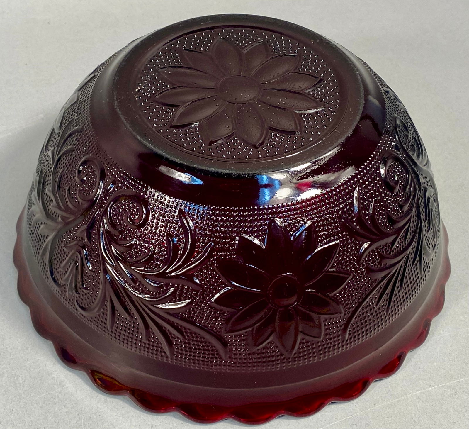 Royal Ruby Coronation Pattern Glass Bowl - 5