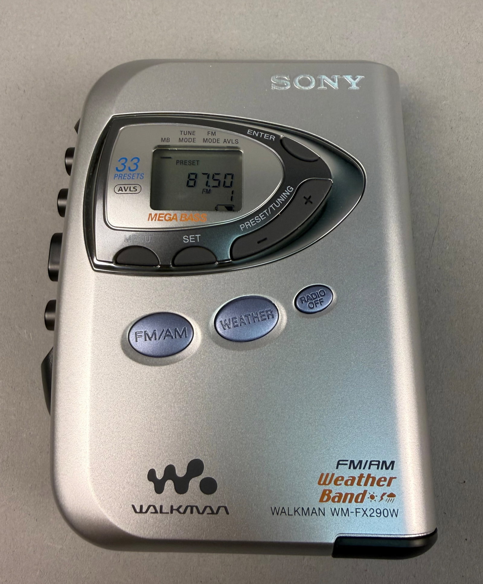 Sony Walkman WM-FX290W Portable Cassette Player and Digital Radio: Tested and working. This Sony Walkman model WM-FX290W is a portable solid-state electronic device combining a cassette tape player with a digital FM/AM and Weather Band radio. The unit is constructed