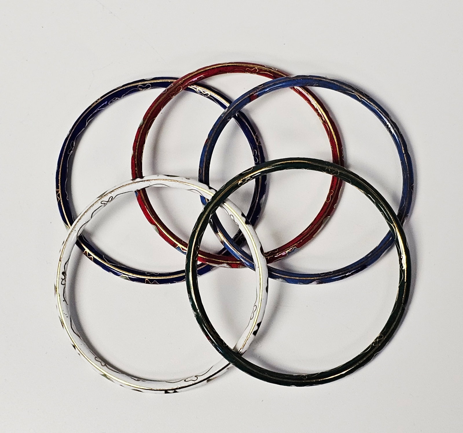 Five Cloisonne Enamel Bangle Bracelets - 2