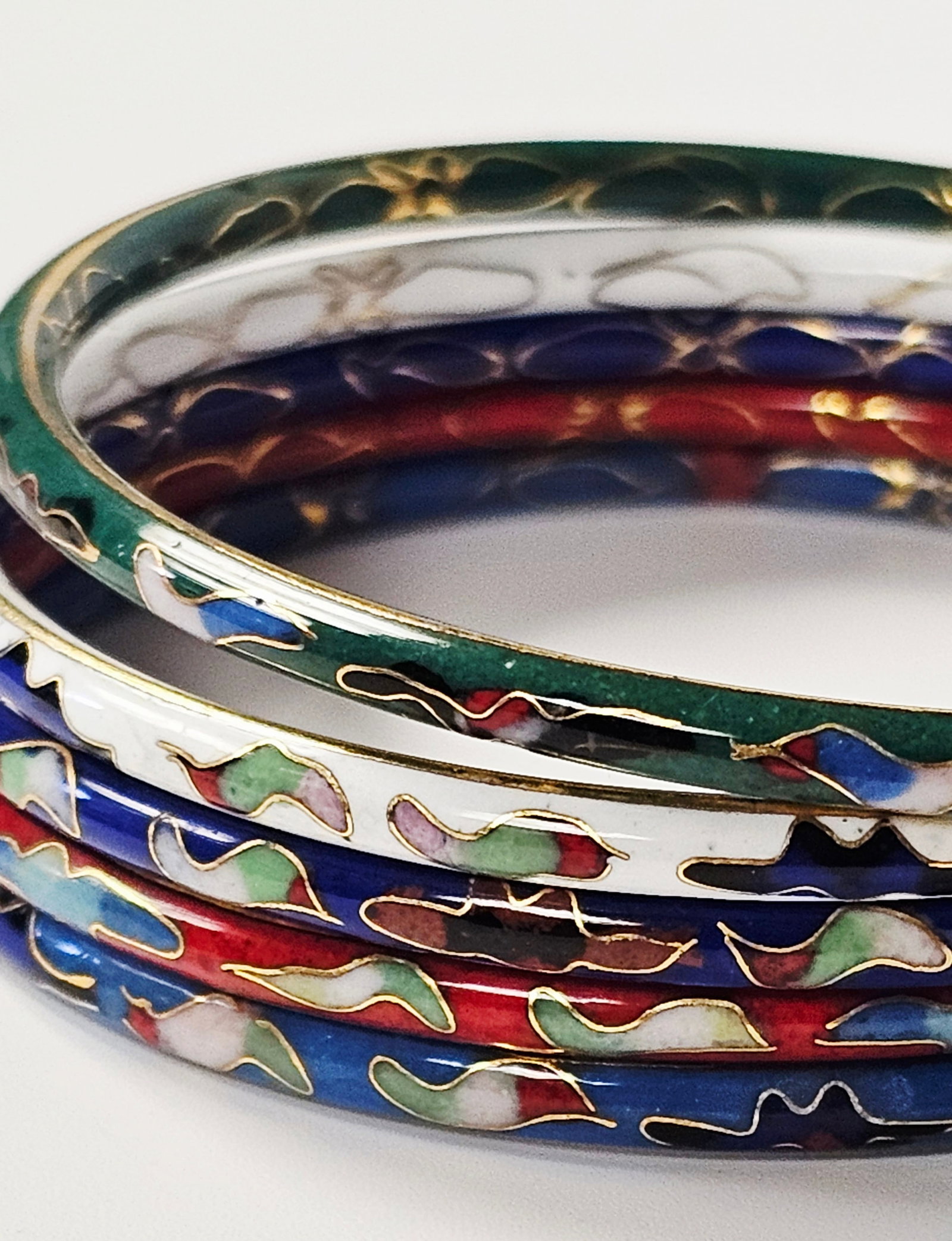 Five Cloisonne Enamel Bangle Bracelets - 4
