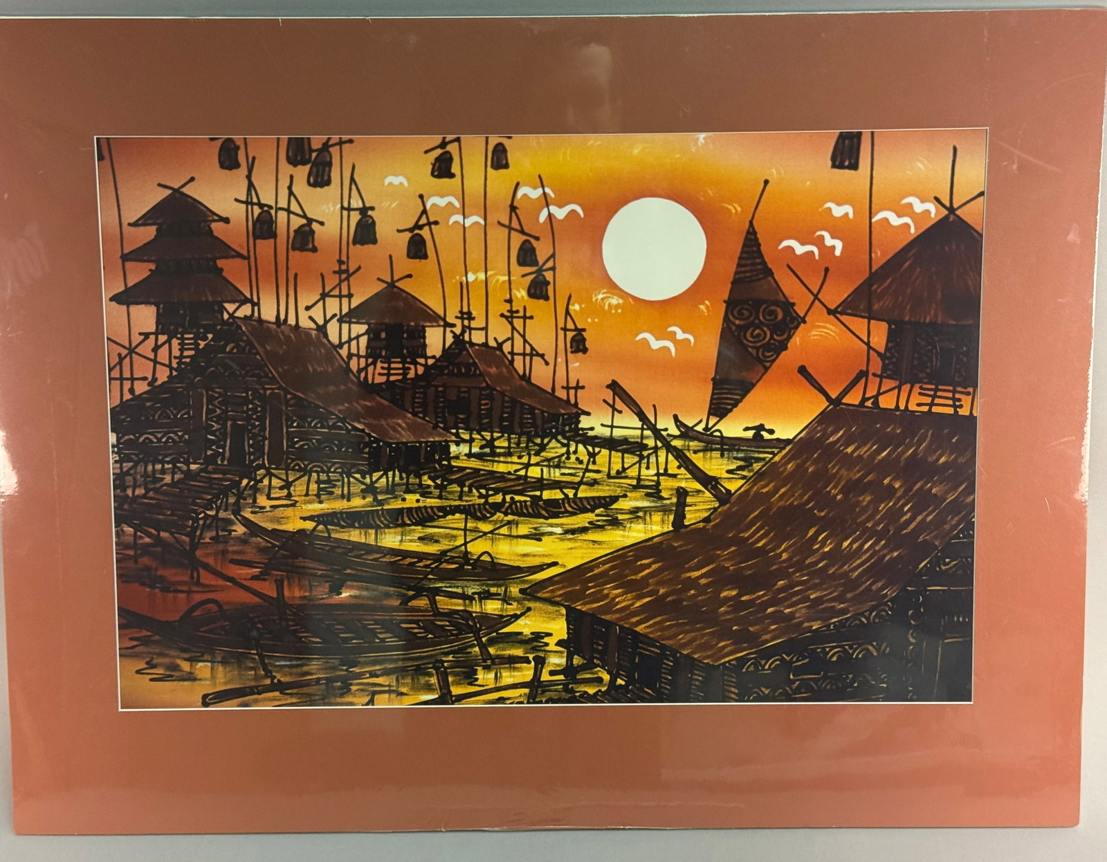 Indonesian School, 20th Century, Moon Over Makassar, Sulawesi, Mixed Media on Paper (1 of 11)