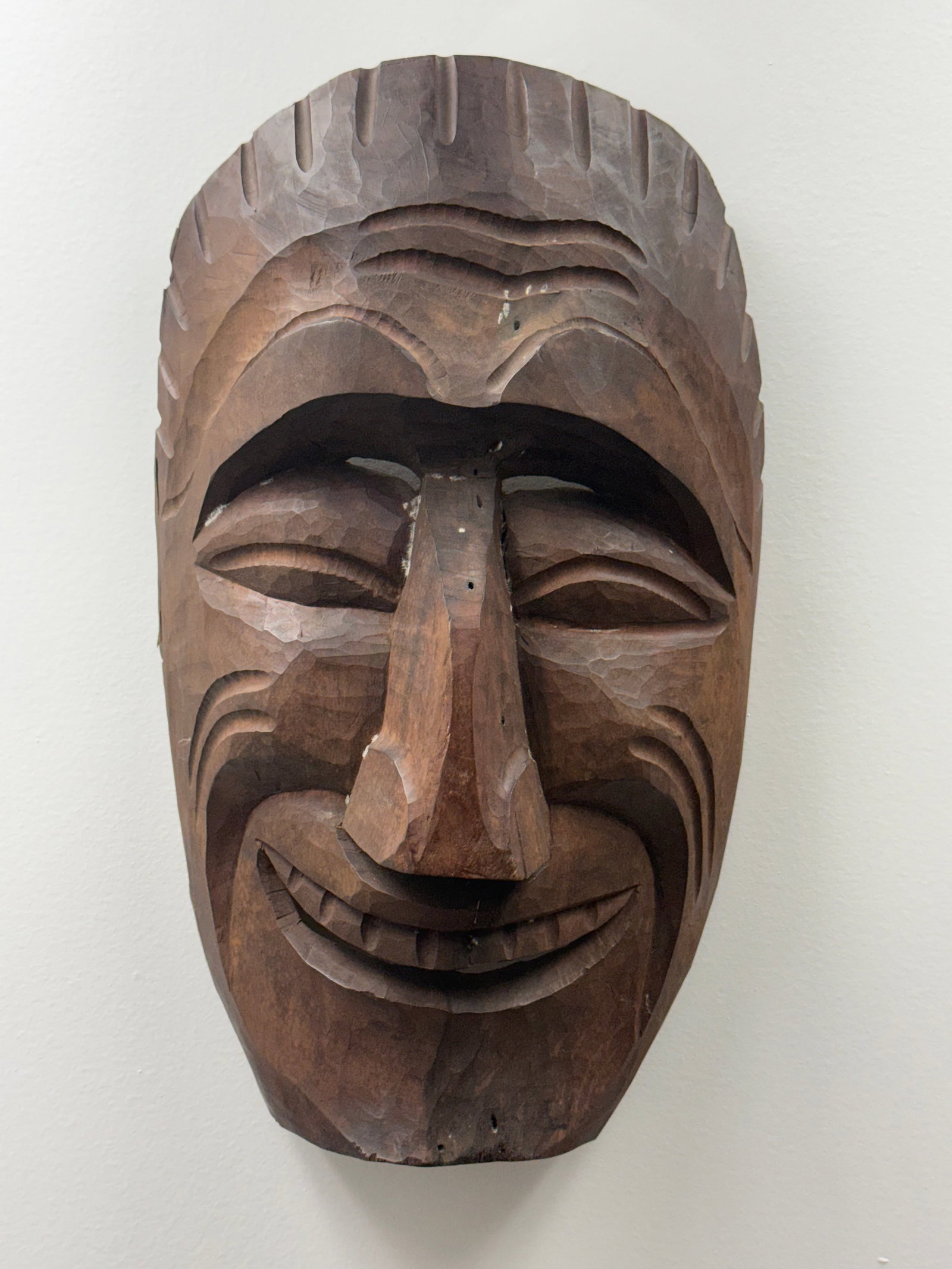 Large Hand-Carved Hardwood Folk Art Mask (1 of 6)