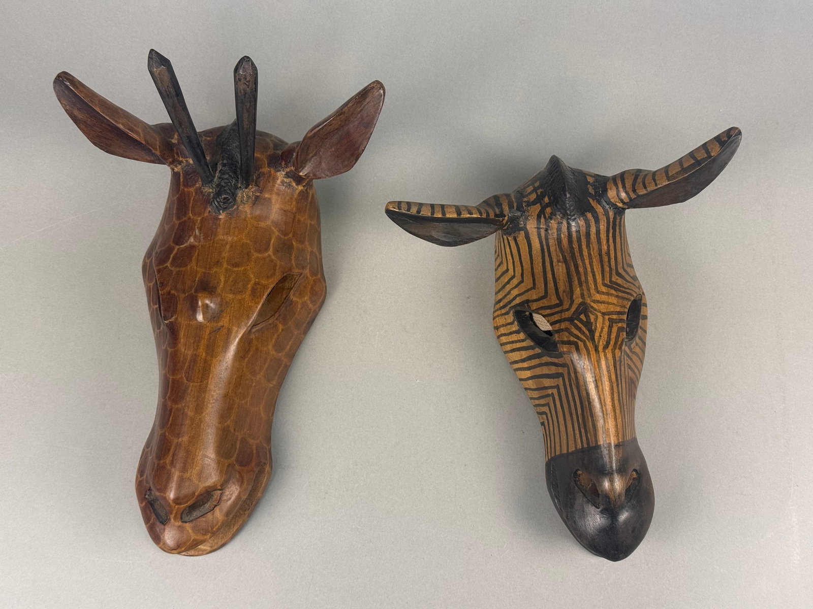 A Pair of Hand Carved Wood African Zoomorphic Masks (1 of 11)