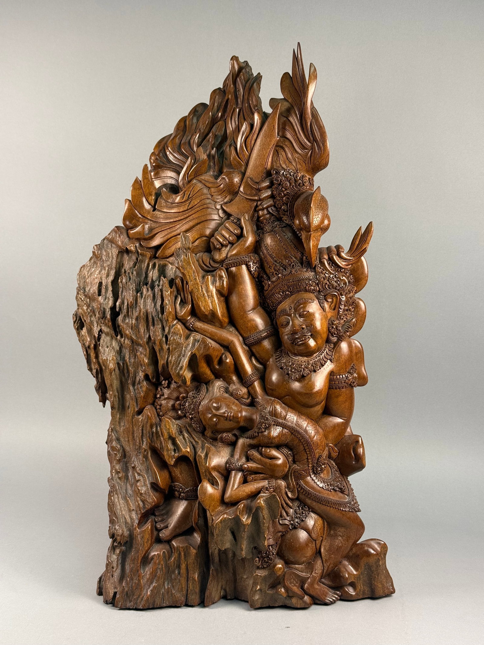 Balinese Carved Wood Sculpture of Vishnu and Lakshmi on Garuda, Sumitra Gallery (1 of 12)