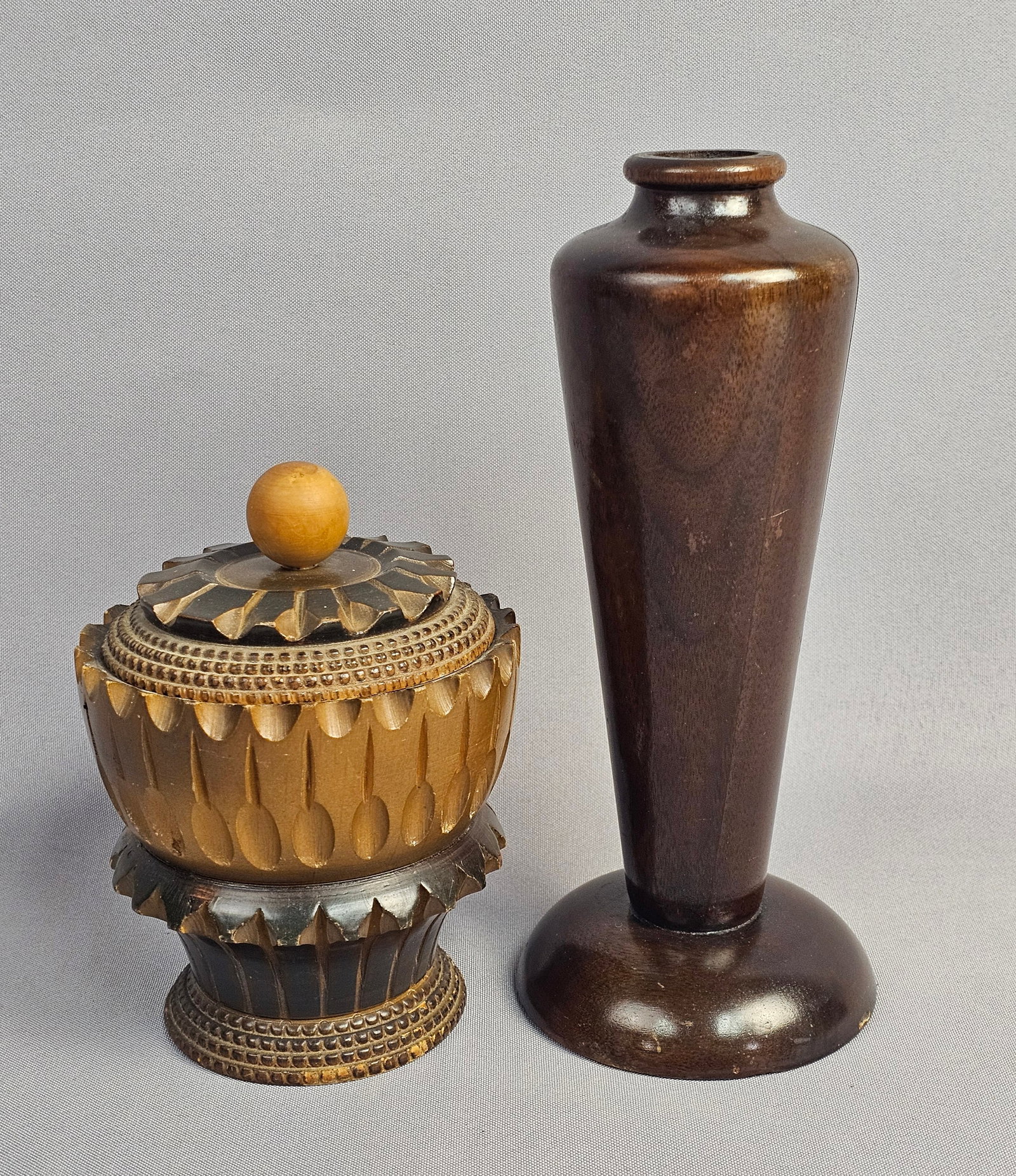 Two Turned and Carved Wooden Decorative Items (1 of 13)