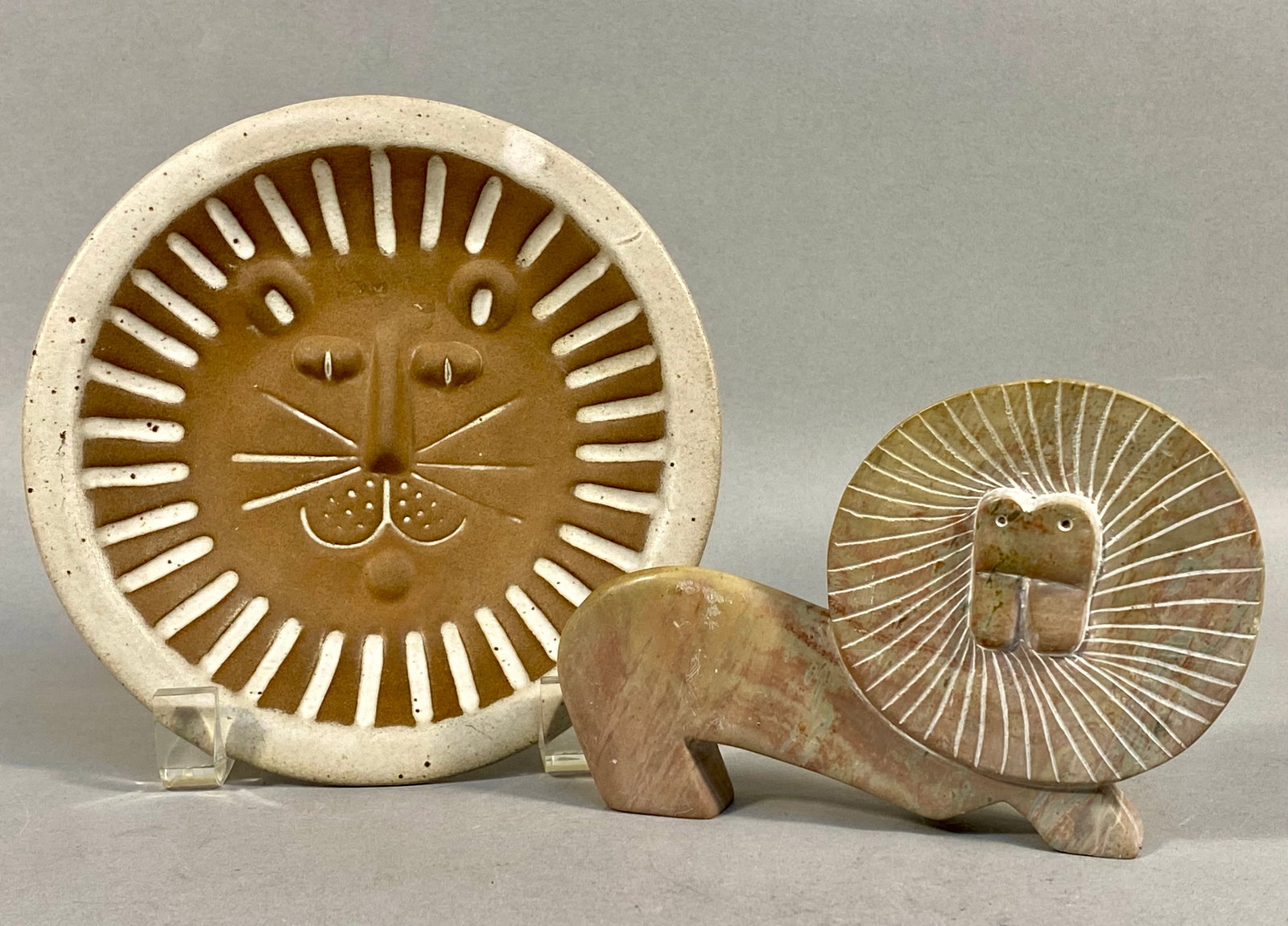 Two Mid-Century Modern Stylized Lion Figures including David Stewart for Lion's Valley Stoneware (1 of 8)