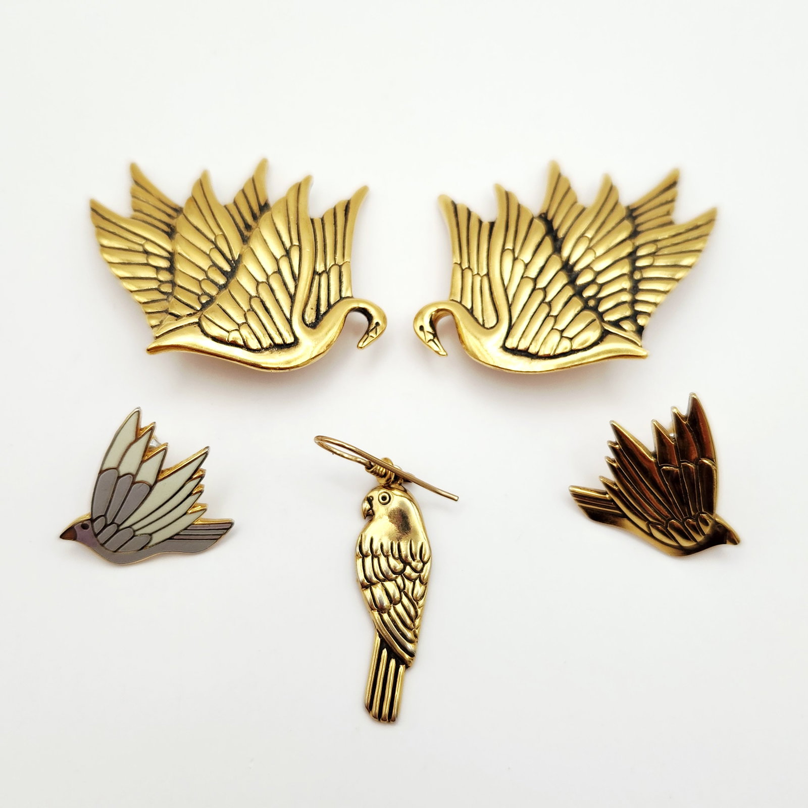 Laurel Burch Gold Tone Enameled Bird Jewelry Items (1 of 10)